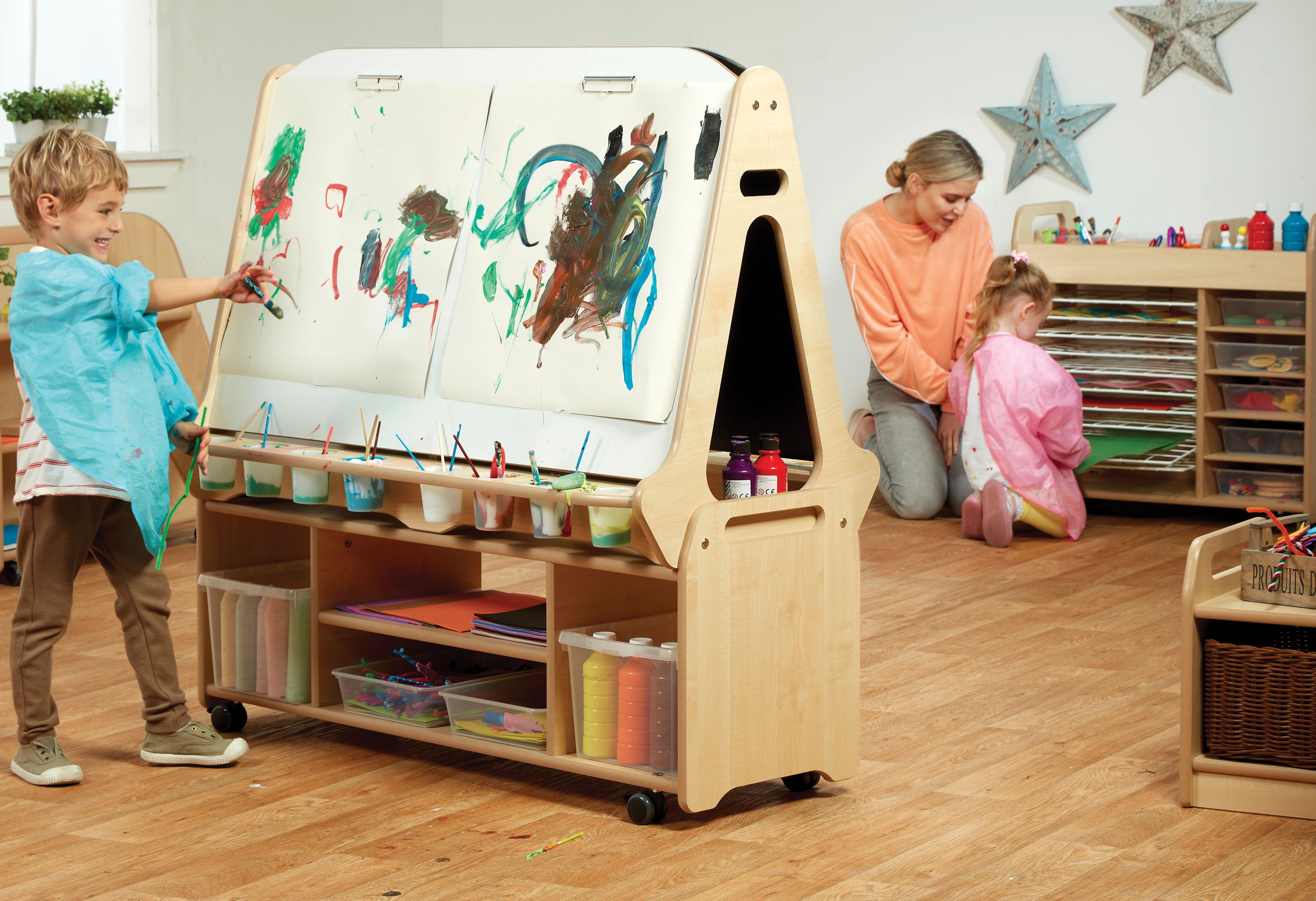 Millhouse Double Sided Easel Storage Trolley - Whiteboard