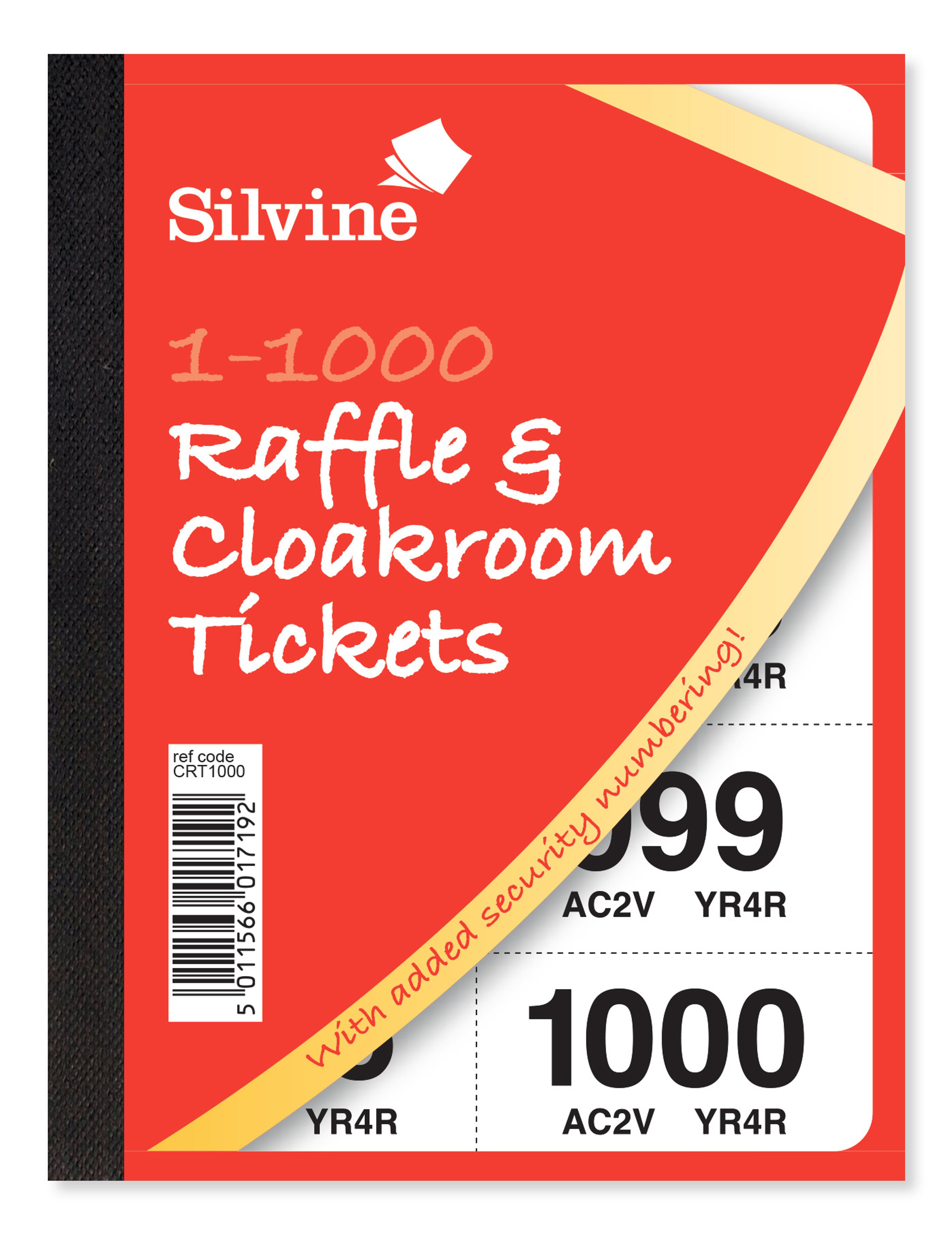 Silvine Raffle Ticket Book - Tickets 1-1000 - Pack of 6