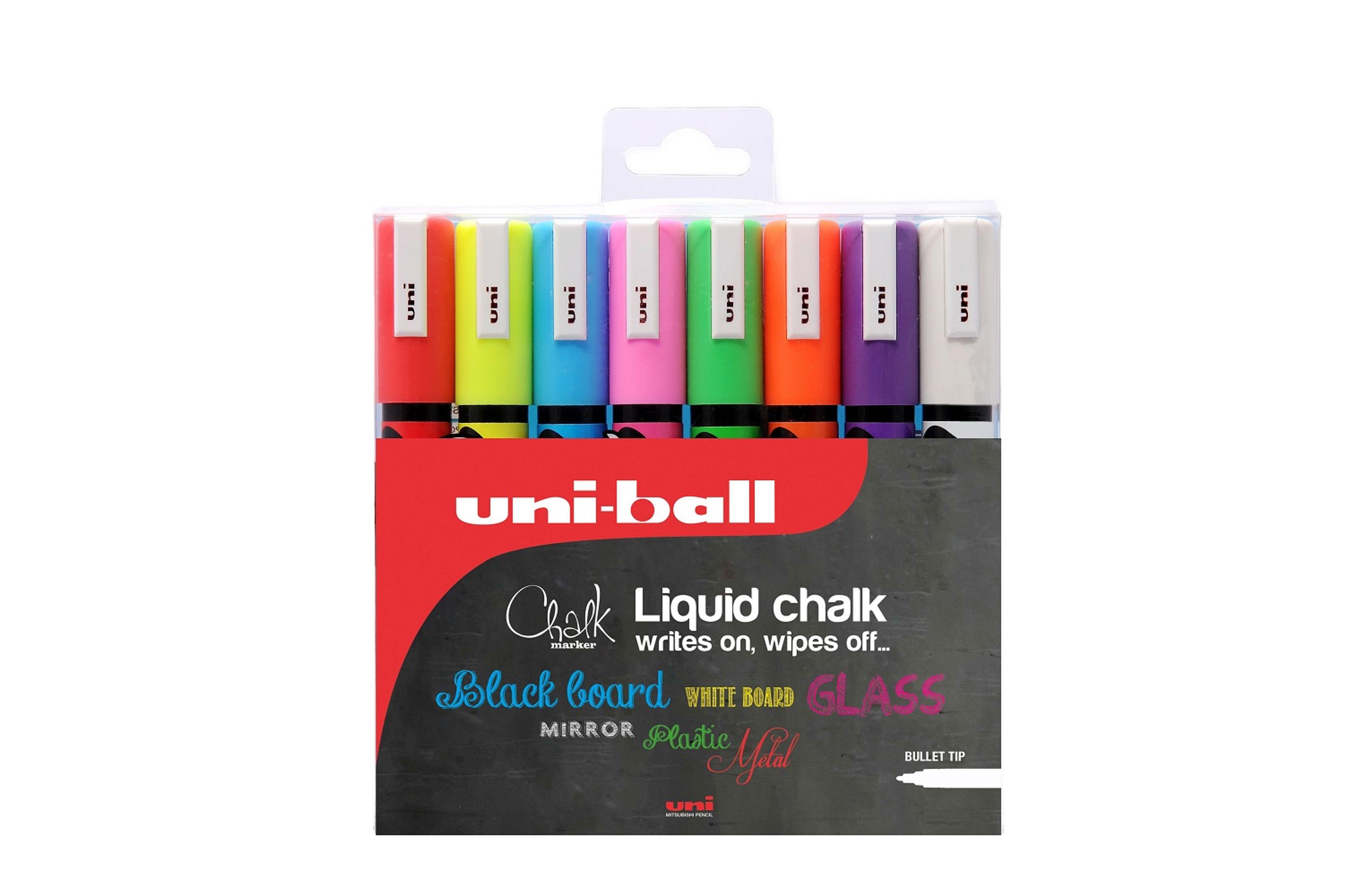 uni-Ball 5M Liquid Chalk Markers - Assorted - Pack 8