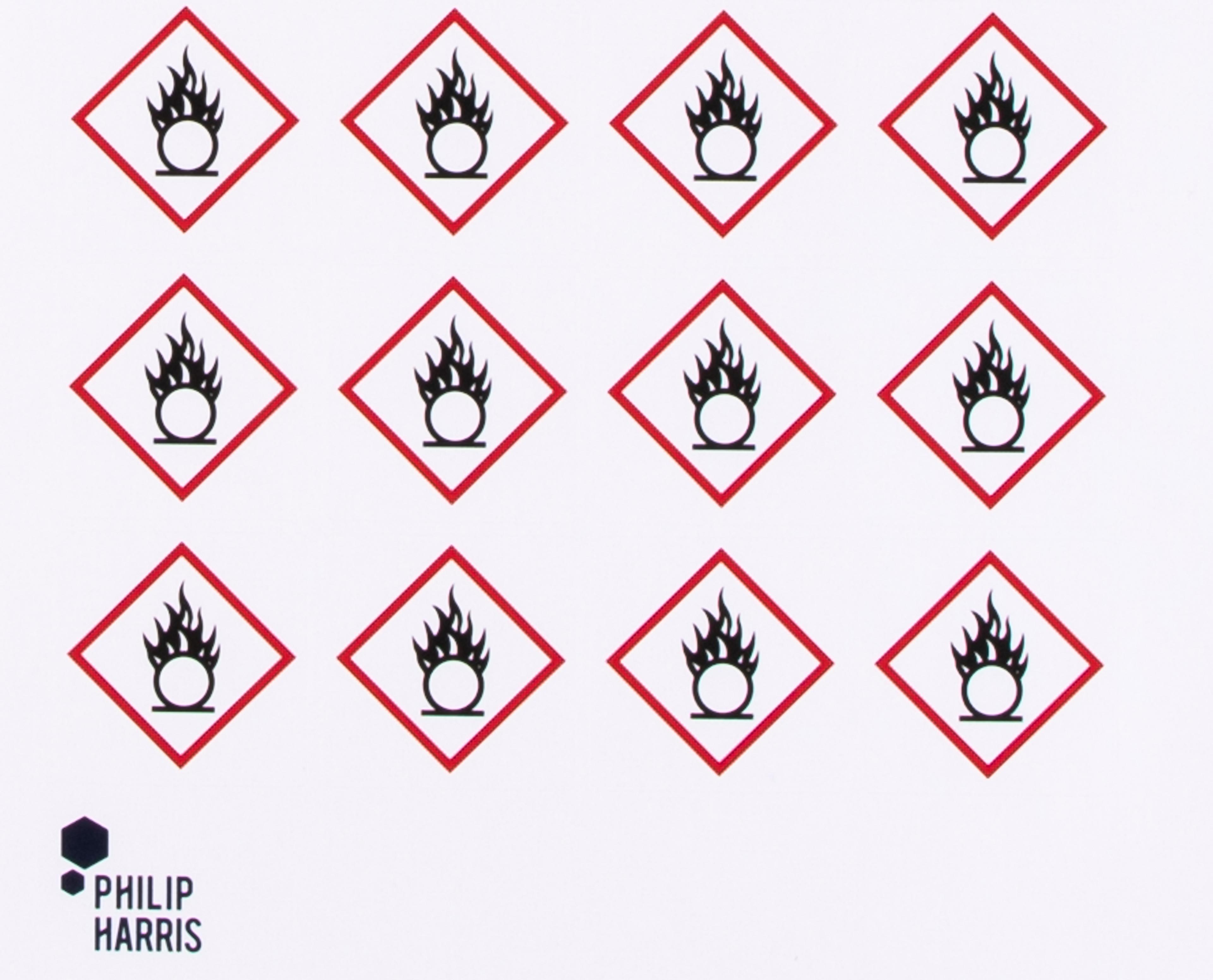 Philip Harris Hazard Warning Labels - Oxidising GHS03 - Pack of 96 Stickers