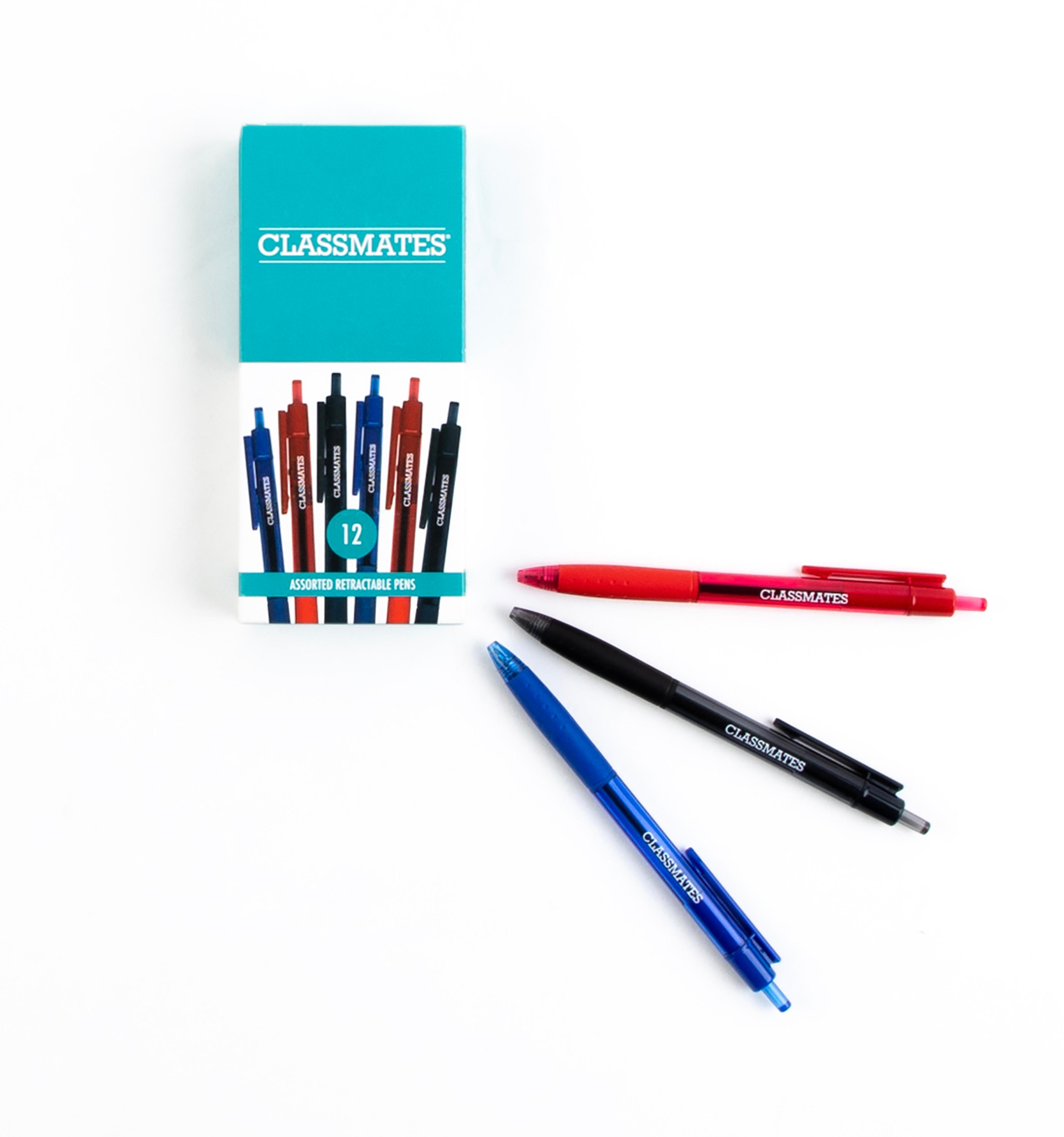 Classmates Retractable Pens - Assorted Colours - Pack of 12