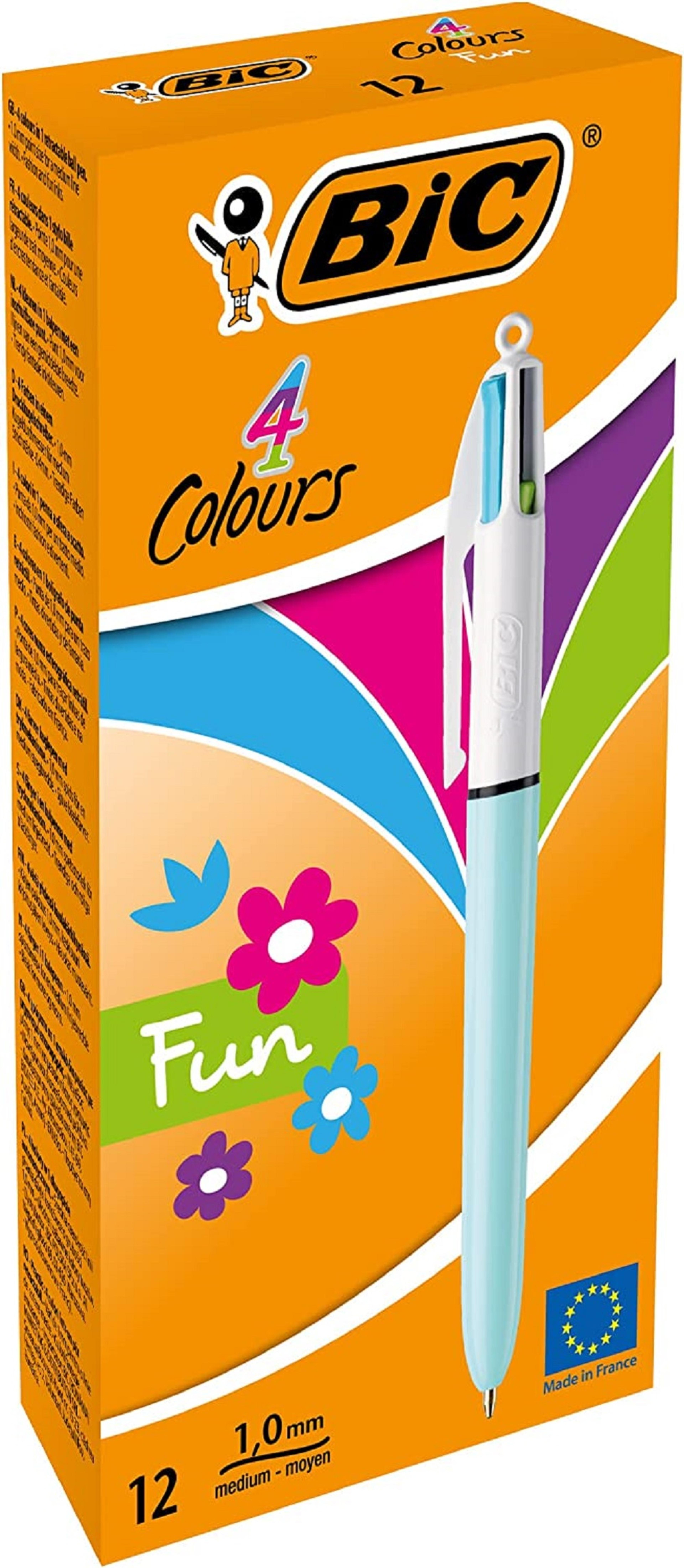 BIC 4 Colours Fun Retractable Ballpoint Pen - Pack of 12