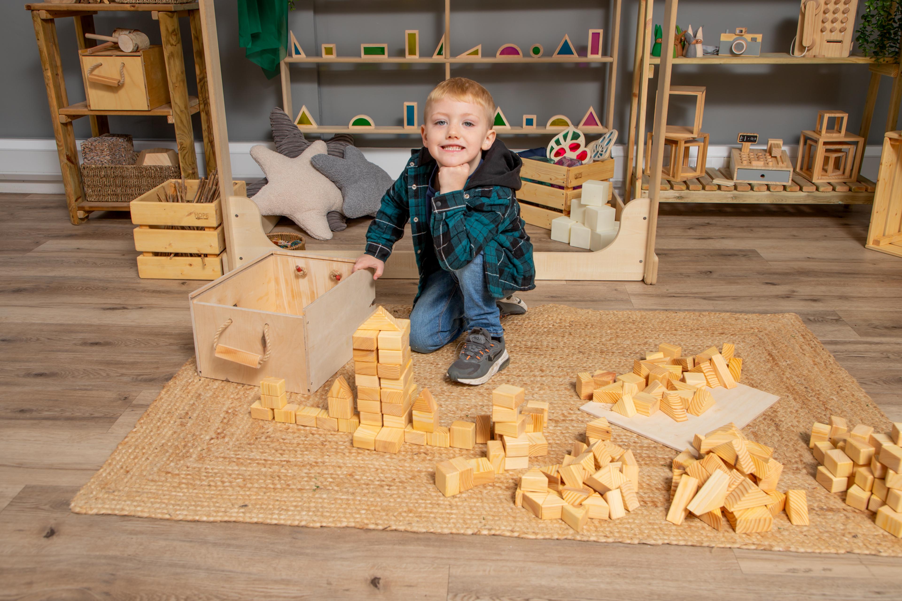 Crate of Wooden Blocks from Hope Education