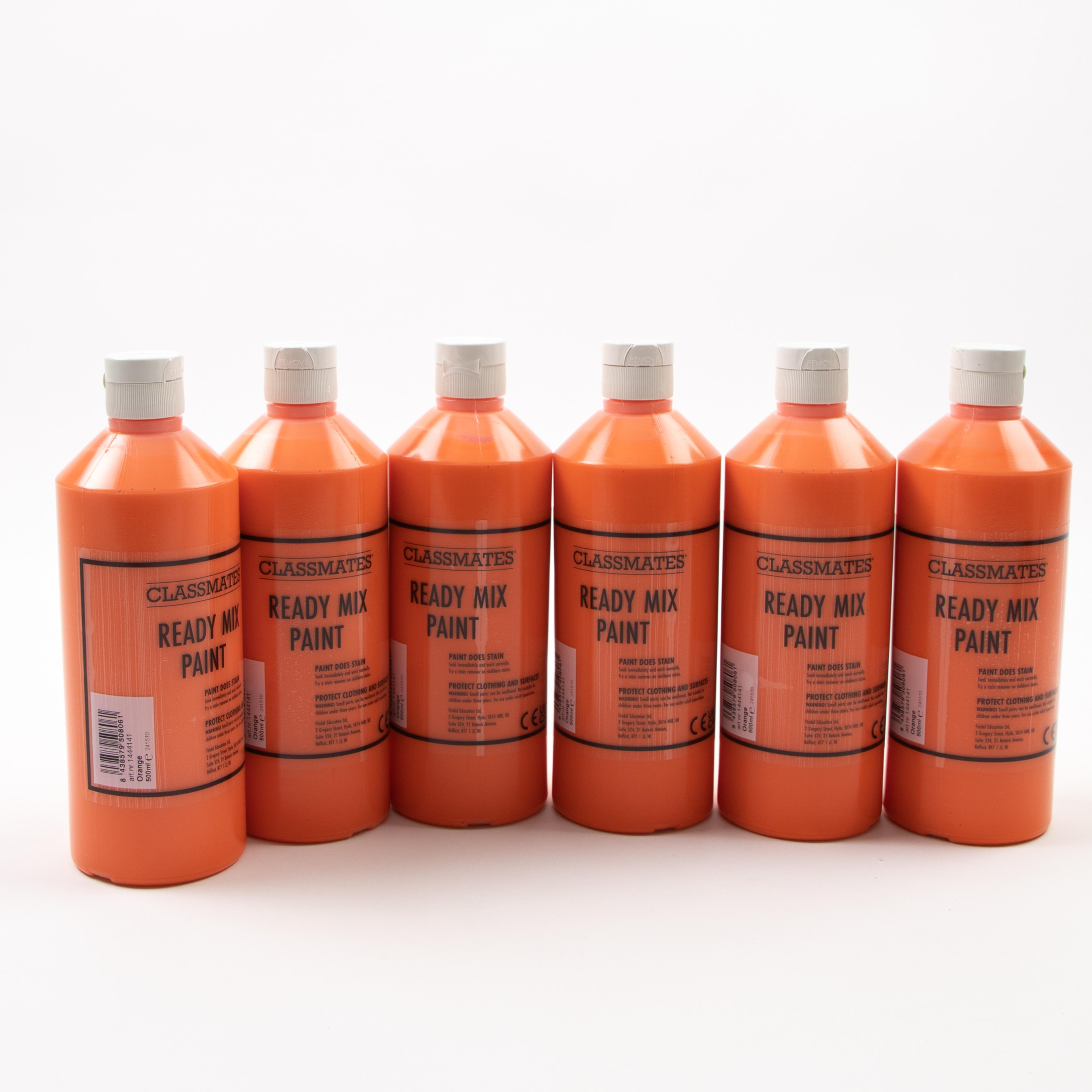 Classmates Ready Mixed Paint - Orange - 500ml - Pack of 6