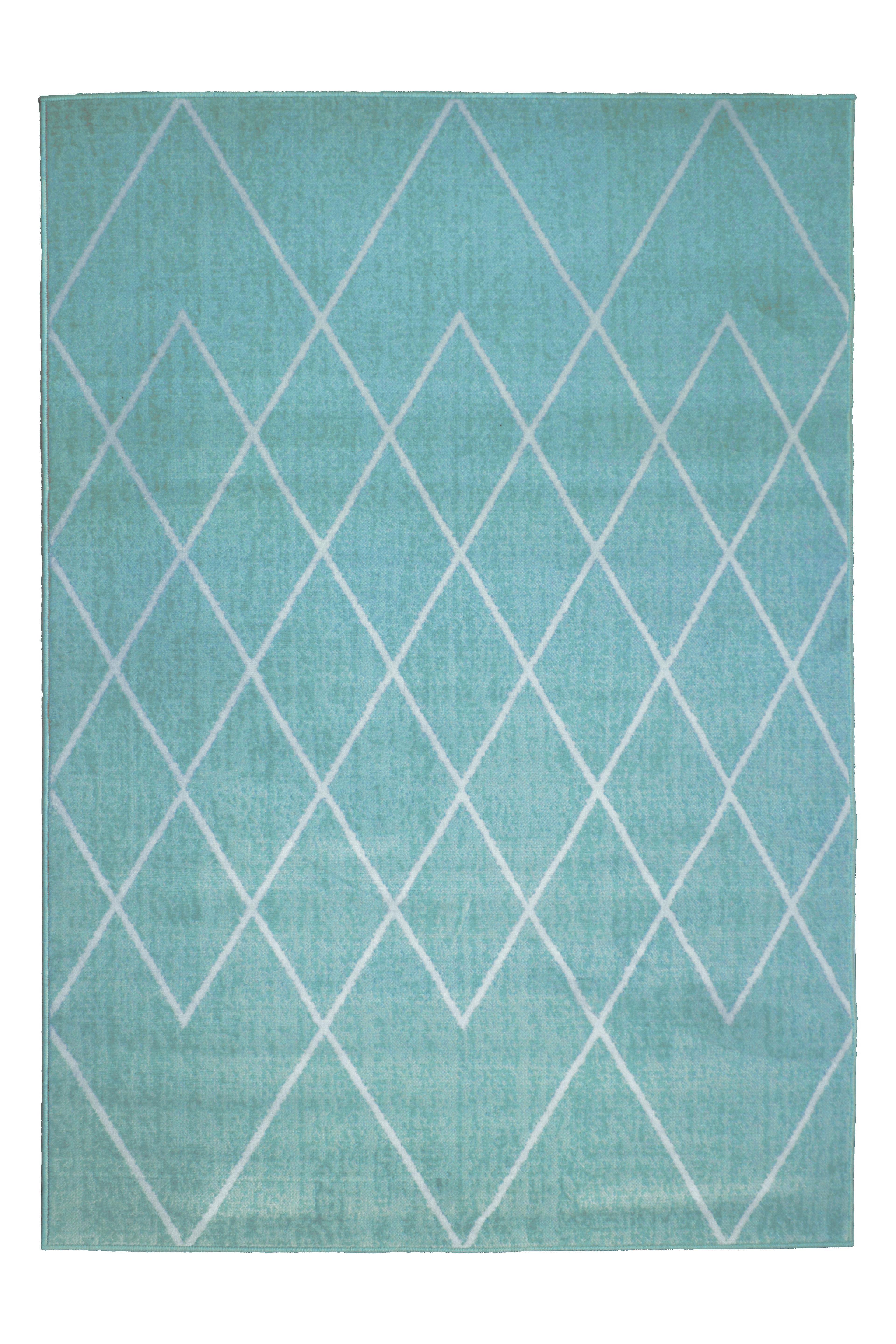 Teal  Diamond Rug -  Large 