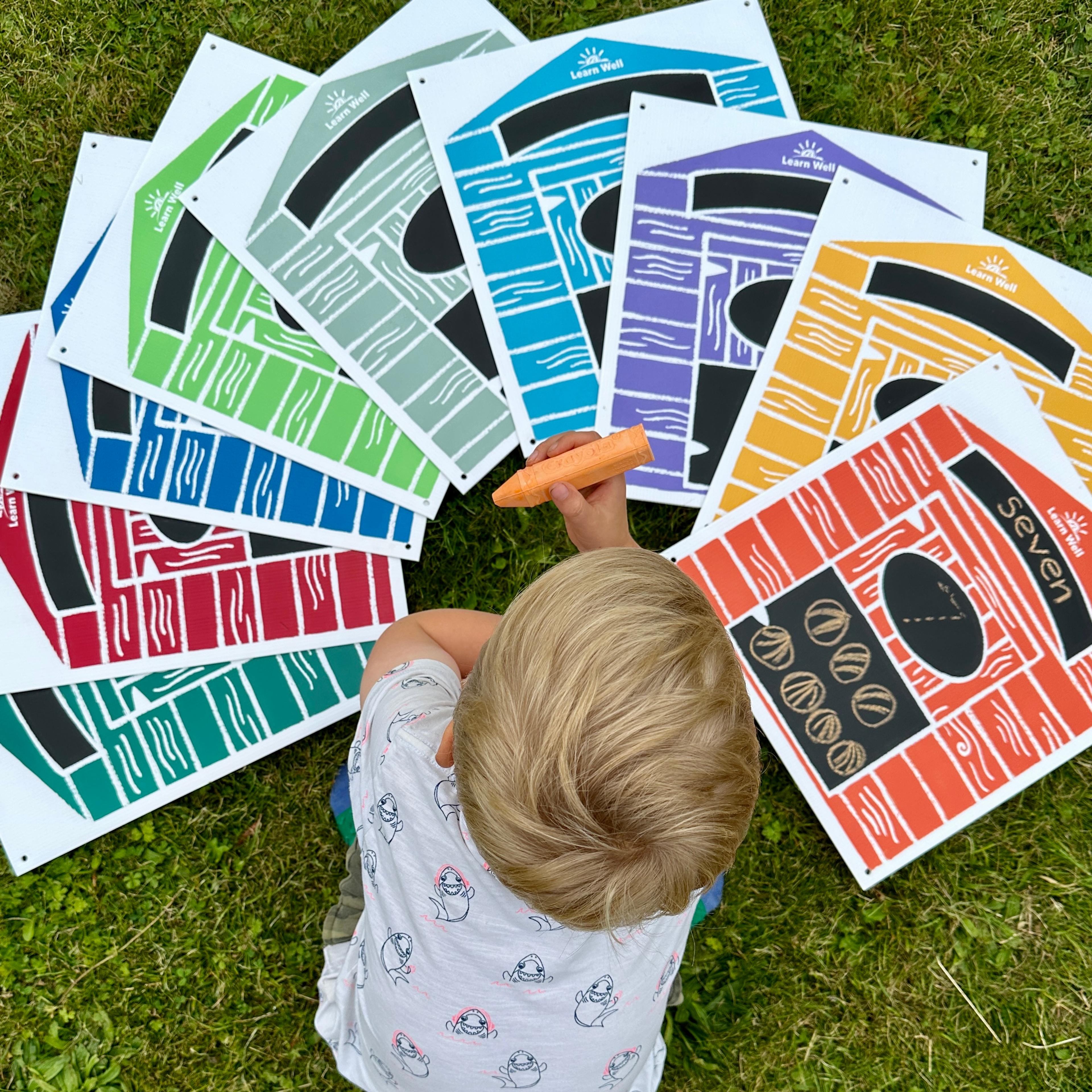 Learn Well Beach Huts Chalkboards - Large Set of 10