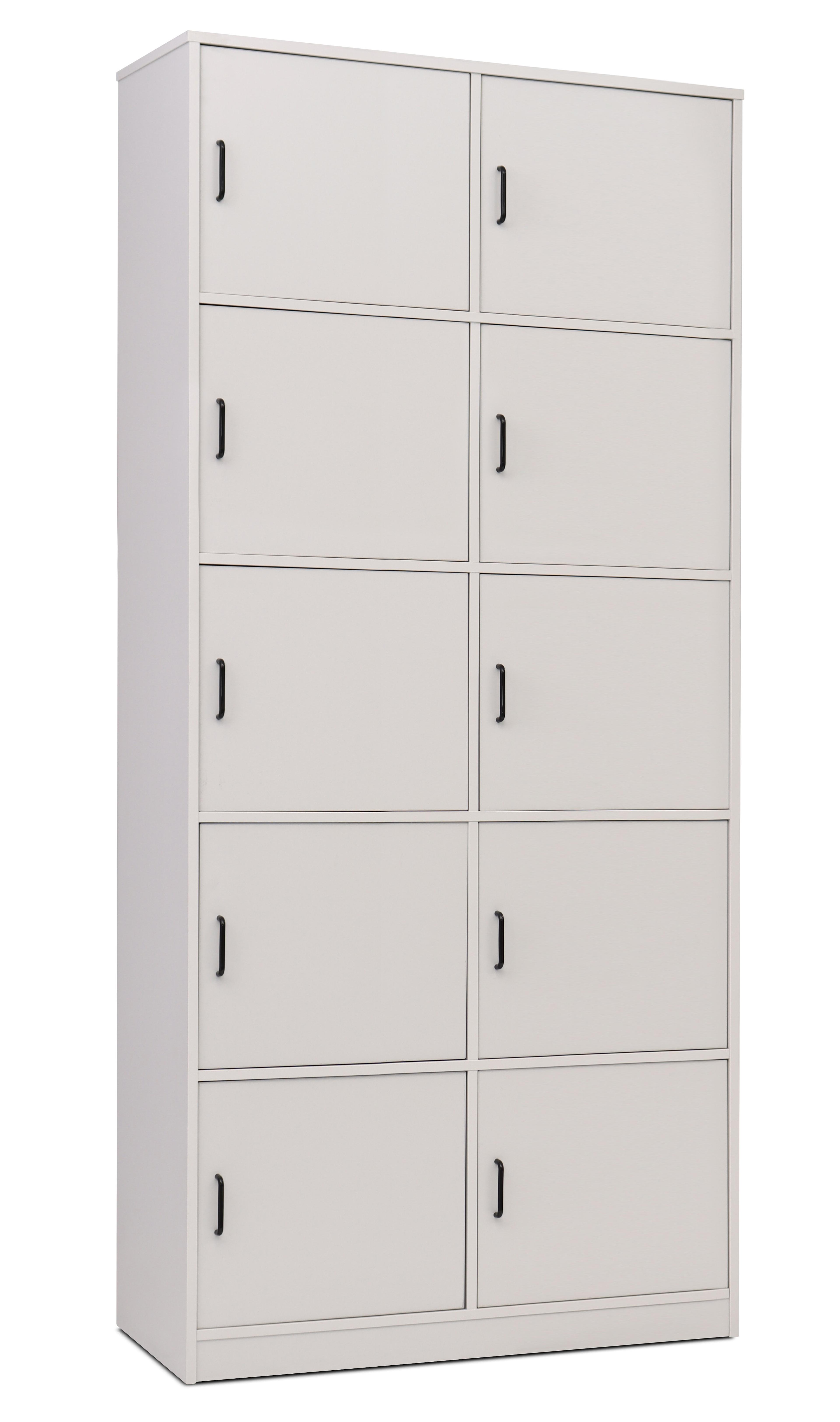 Grey 10 Compartment Bag Store with Doors