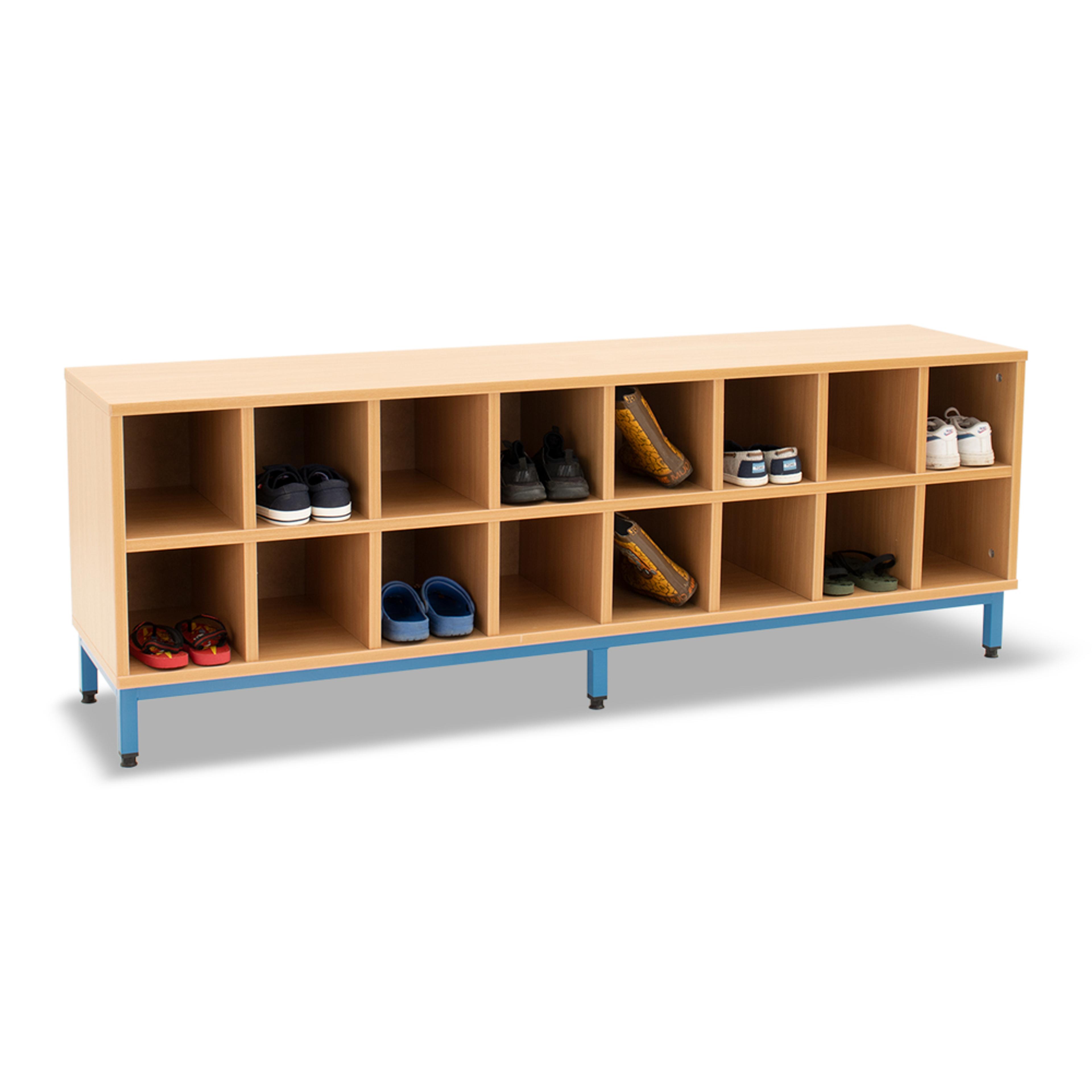 Monarch Beech 16 Compartment Open Bench - Blue