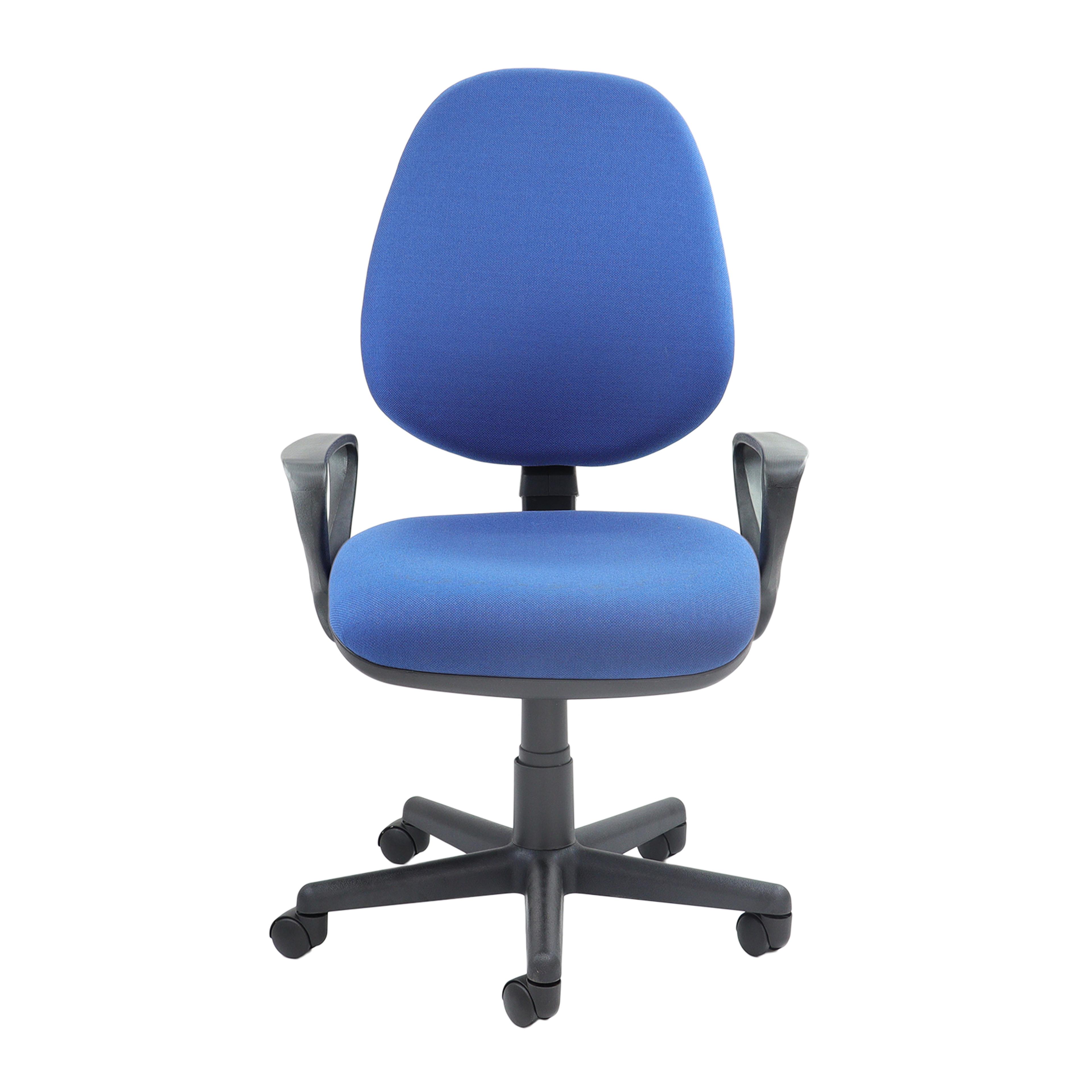 Operators Chair Lumbar Fixed Arms Blue