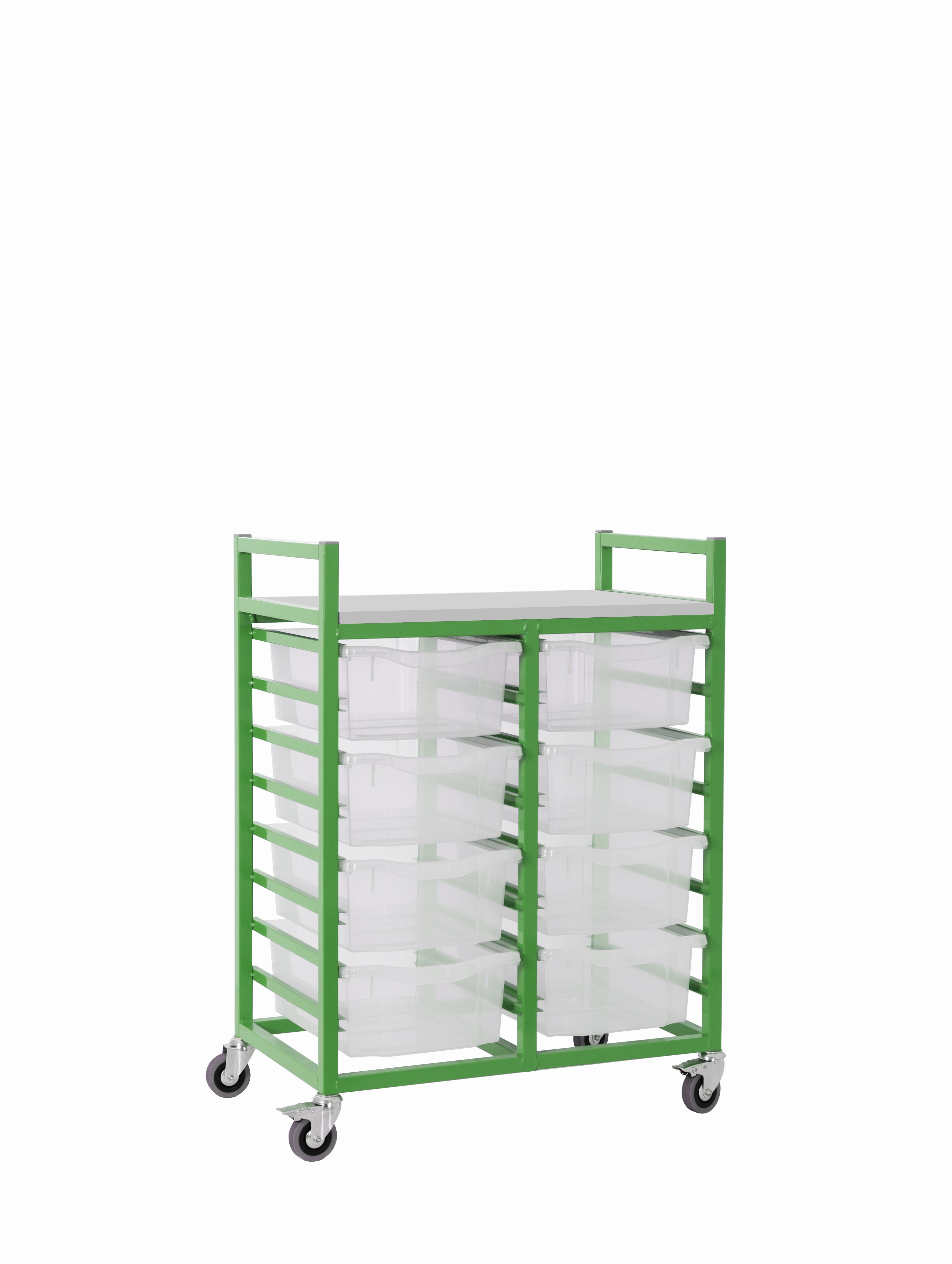 Monarch Storage Trolley With Clear Trays - Green Frame
