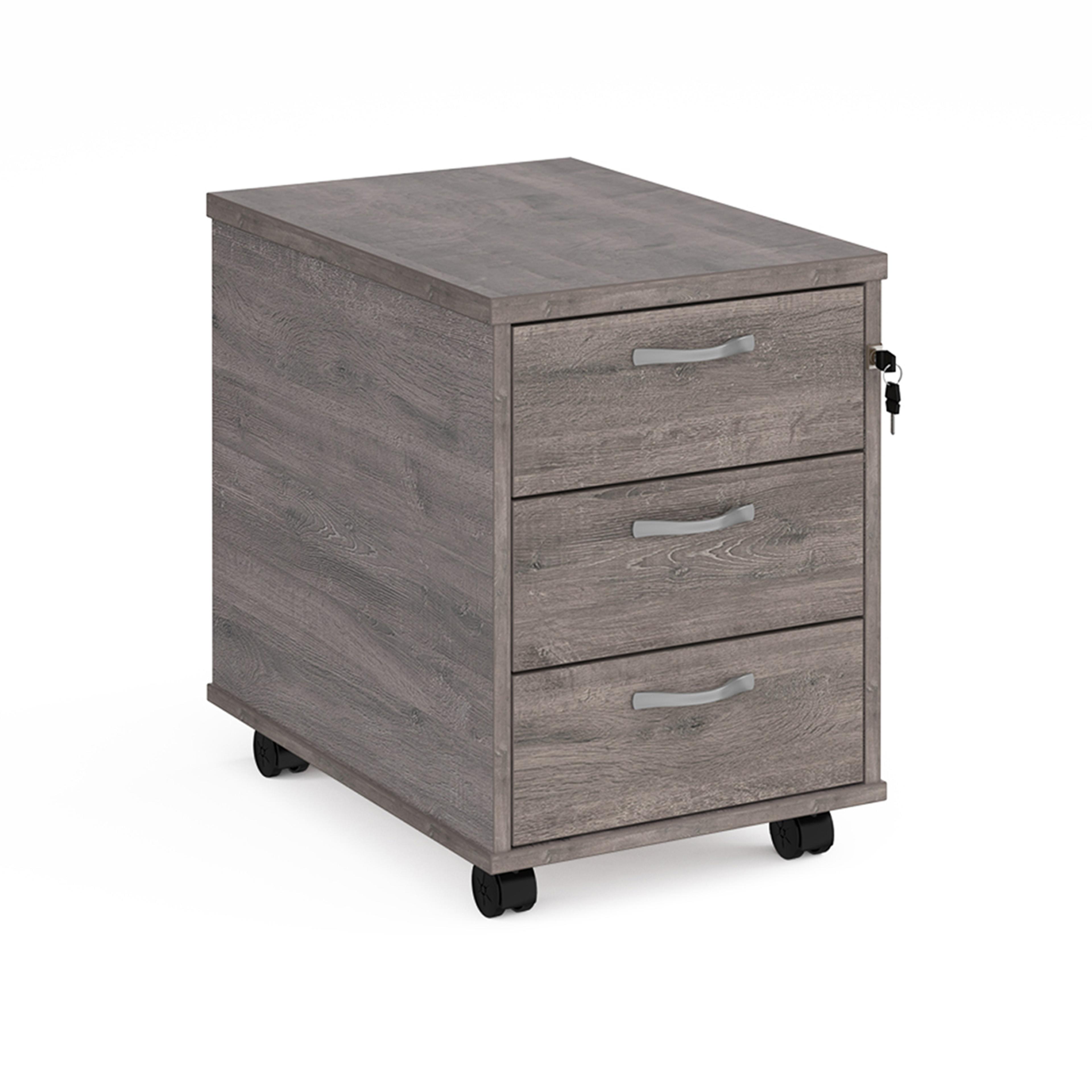 3 Drawer Mobile Pedestal - Grey Oak