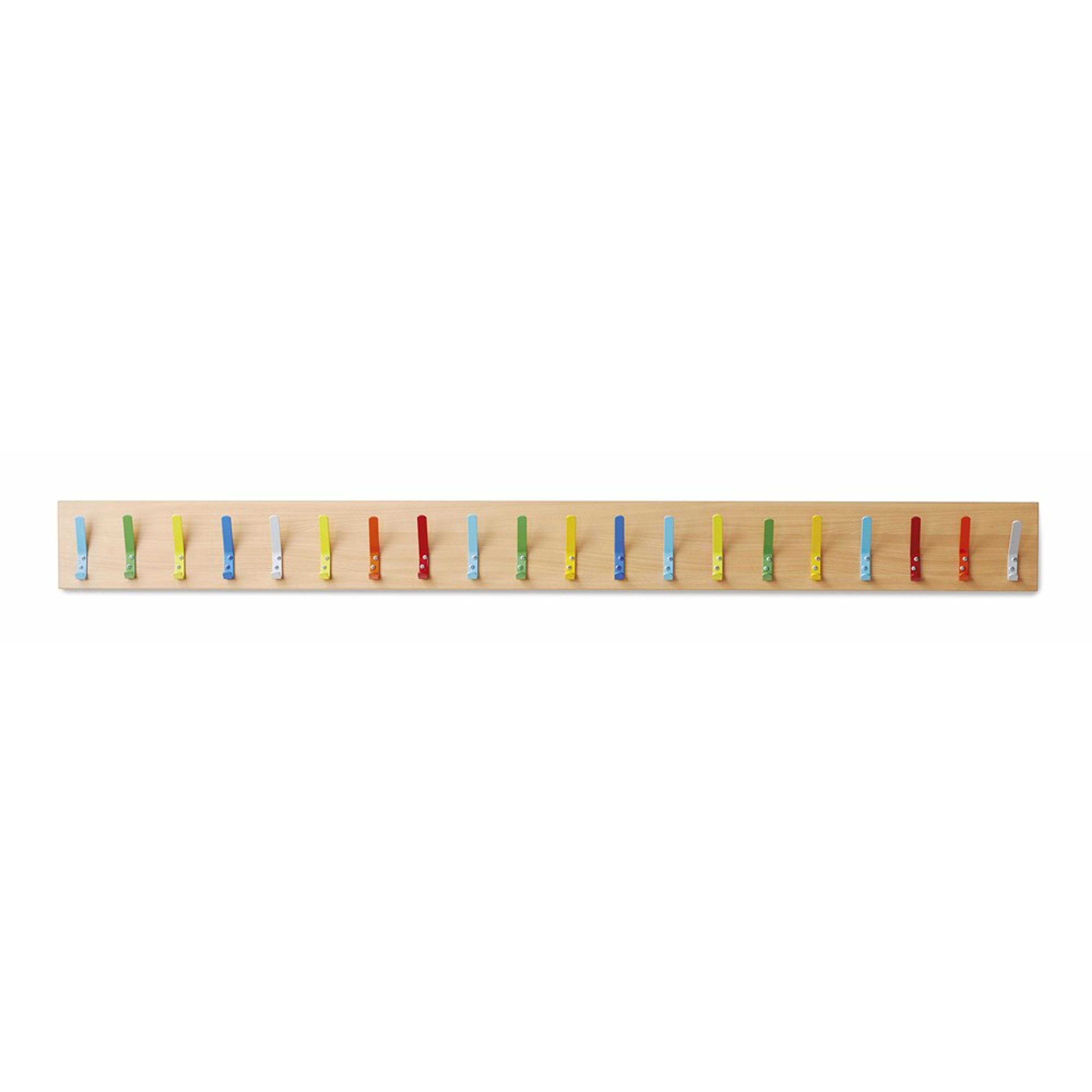 Beech Wall Coat Rail - Assorted - 20 coat hooks. Single sided.