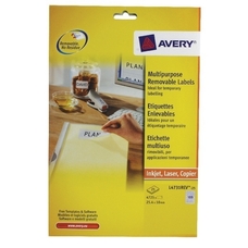 Avery Removable Laser Labels - 189 Per Sheet L7431REV - Pack of 25