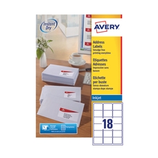 Avery Inkjet Labels - 18 Per Sheet J8161 - Pack of 100