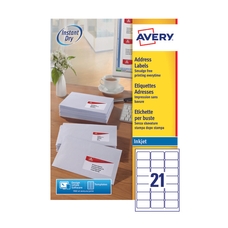 Avery Inkjet Labels - 21 Per Sheet J8160 - Pack of 100