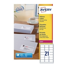 Avery Laser Labels - 21 Per Sheet L7160 - Pack of 100
