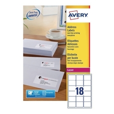Avery Laser Labels - 18 Per Sheet L7161 - Pack of 100