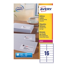 Avery Laser Labels - 16 Per Sheet L7162 - Pack of 100