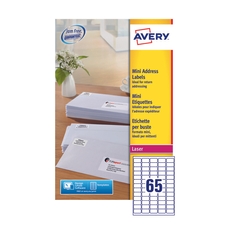 Avery Mini Laser Labels - 65 Per Sheet L7651 - Pack of 25