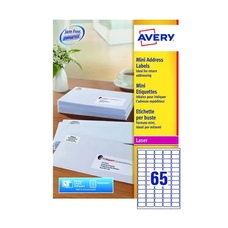 Avery Mini Laser Labels - 65 Per Sheet L7651 - Pack of 100