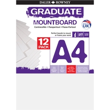 Daler-Rowney Graduate Mountboard A4 - White. Pack of 12