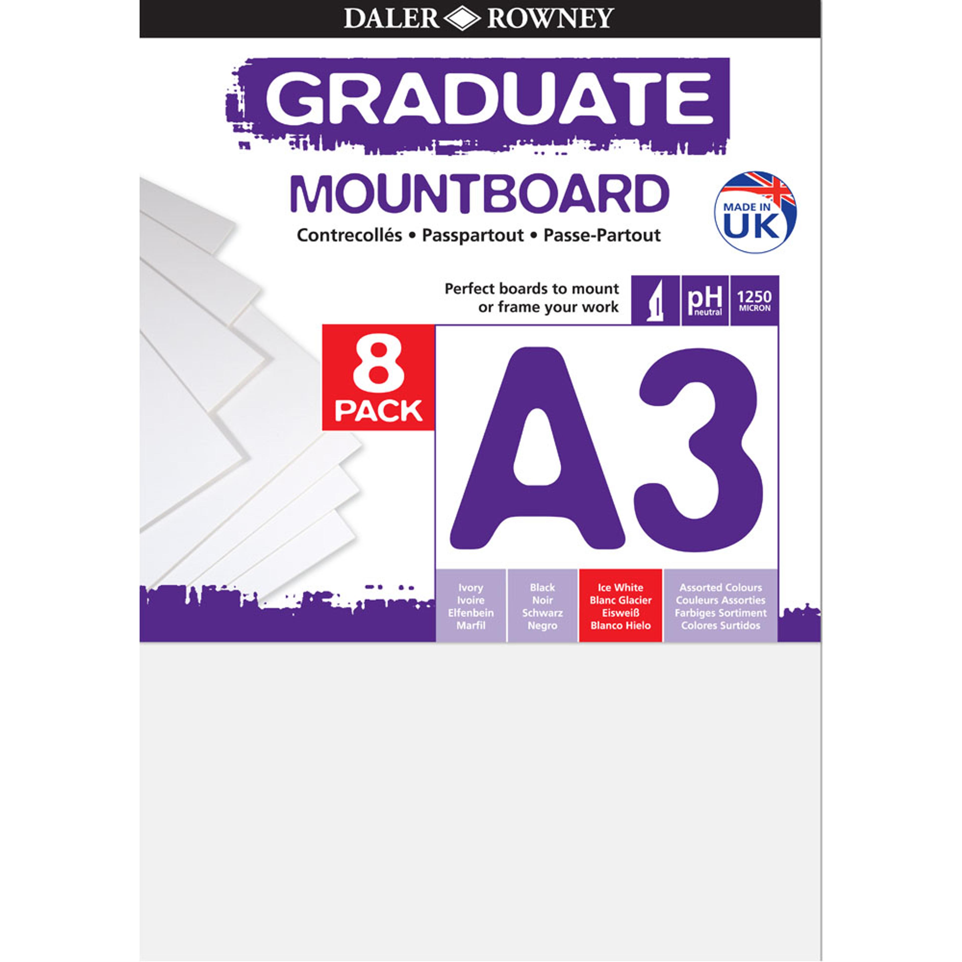 Daler-Rowney Graduate Mountboard A3 - White. Pack of 8
