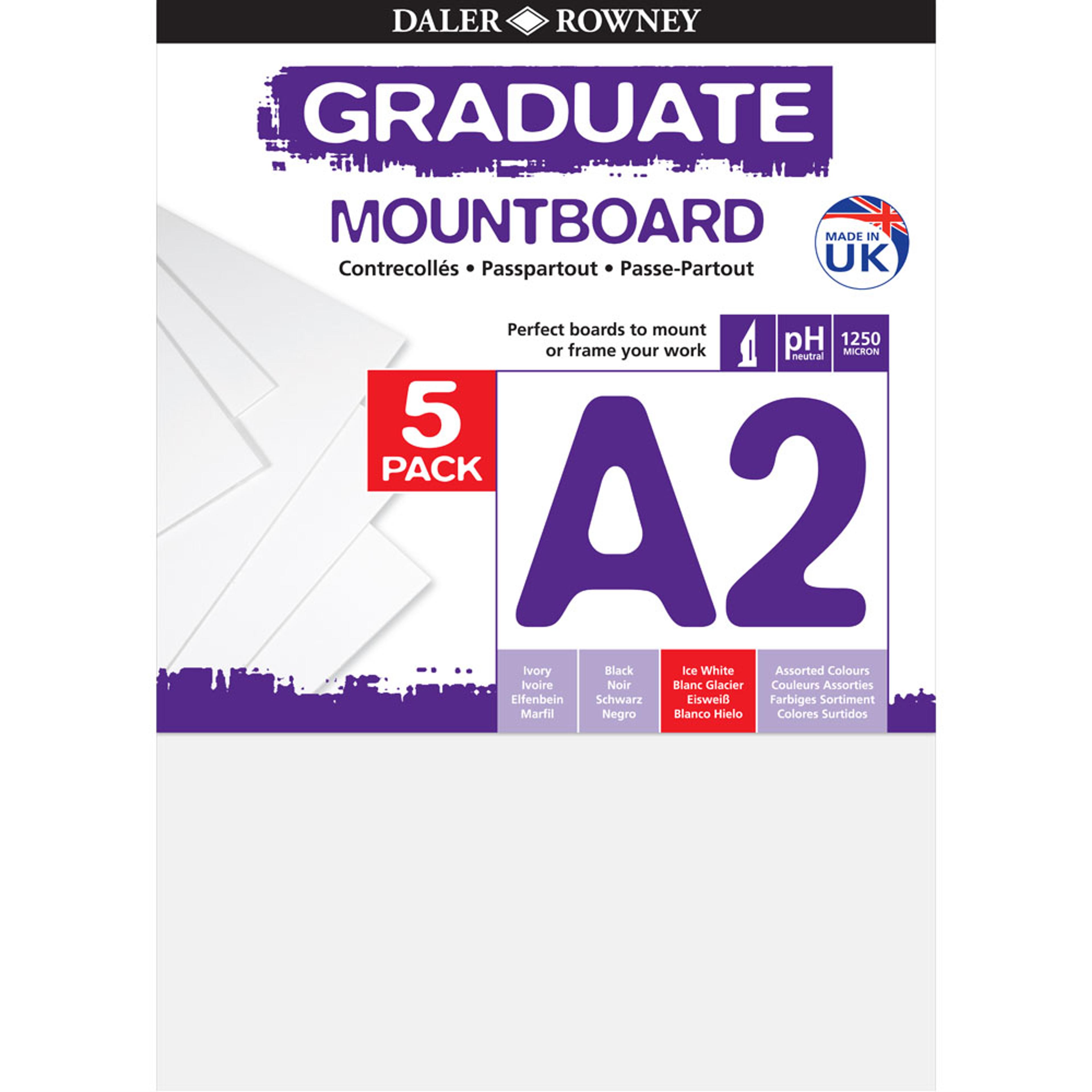 Daler-Rowney Graduate Mountboard A2 - White. Pack of 5