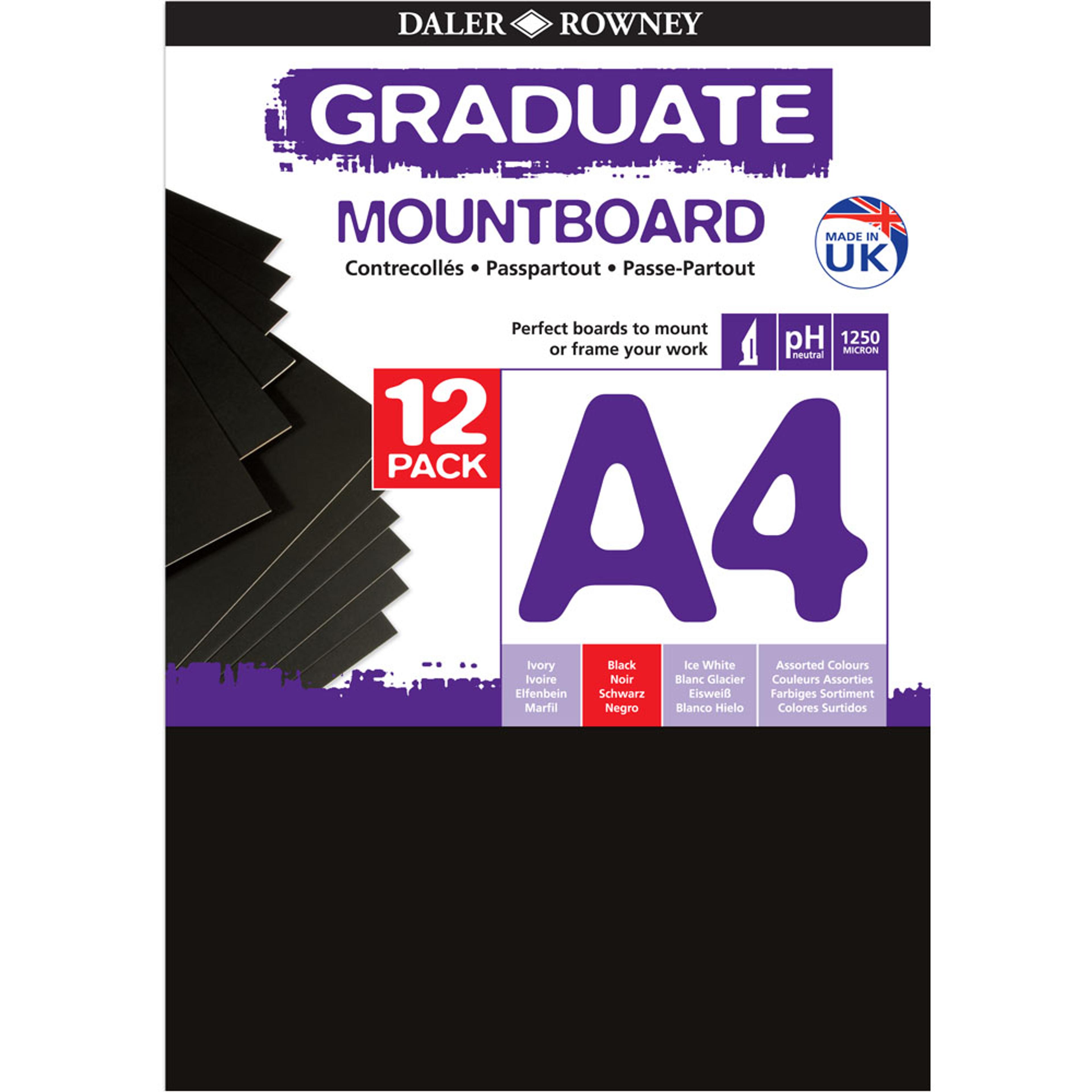 Daler-Rowney Graduate Mountboard A4 - Black. Pack of 12
