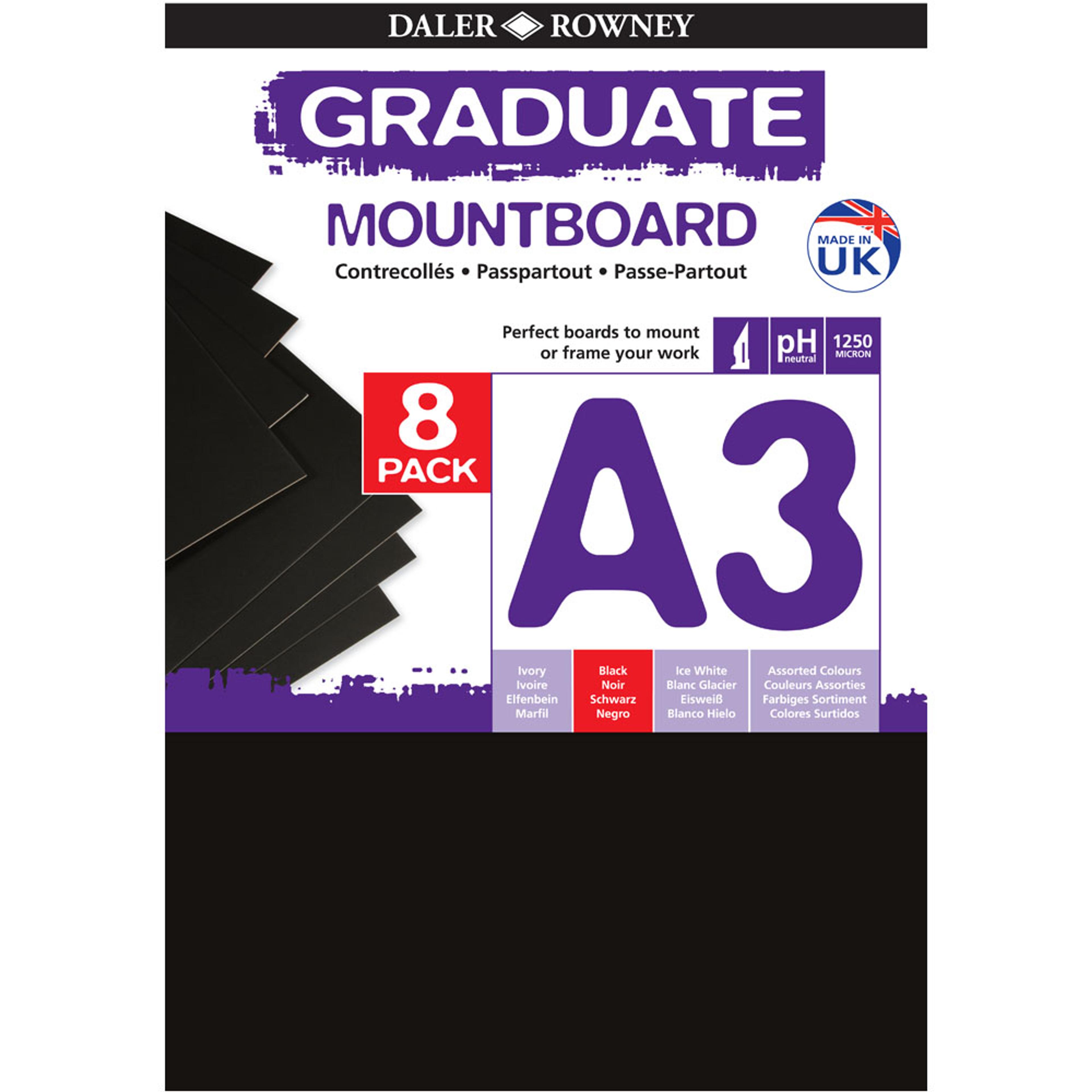 Daler-Rowney Graduate Mountboard A3 - Black. Pack of 8