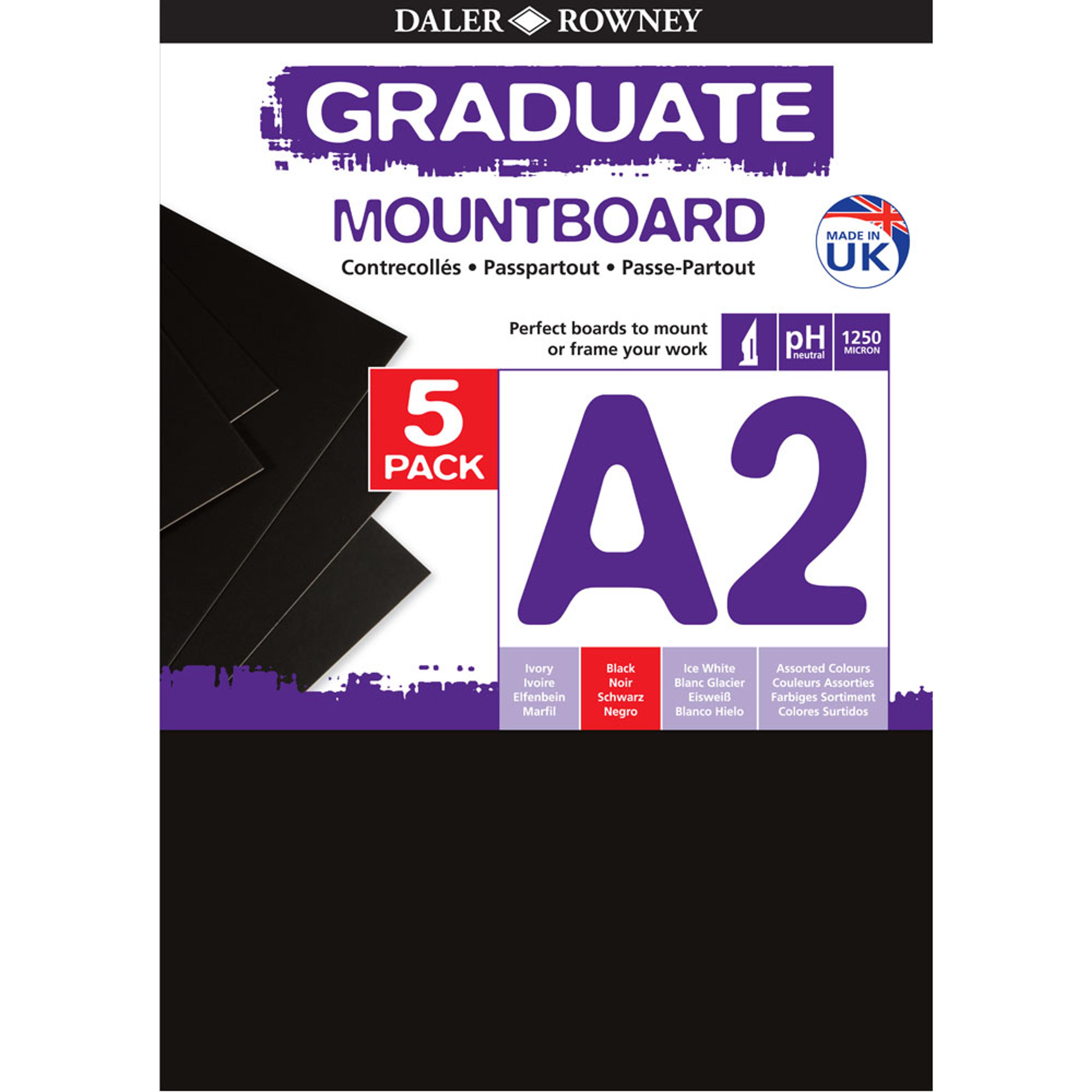 Daler-Rowney Graduate Mountboard A2 - Black. Pack of 5