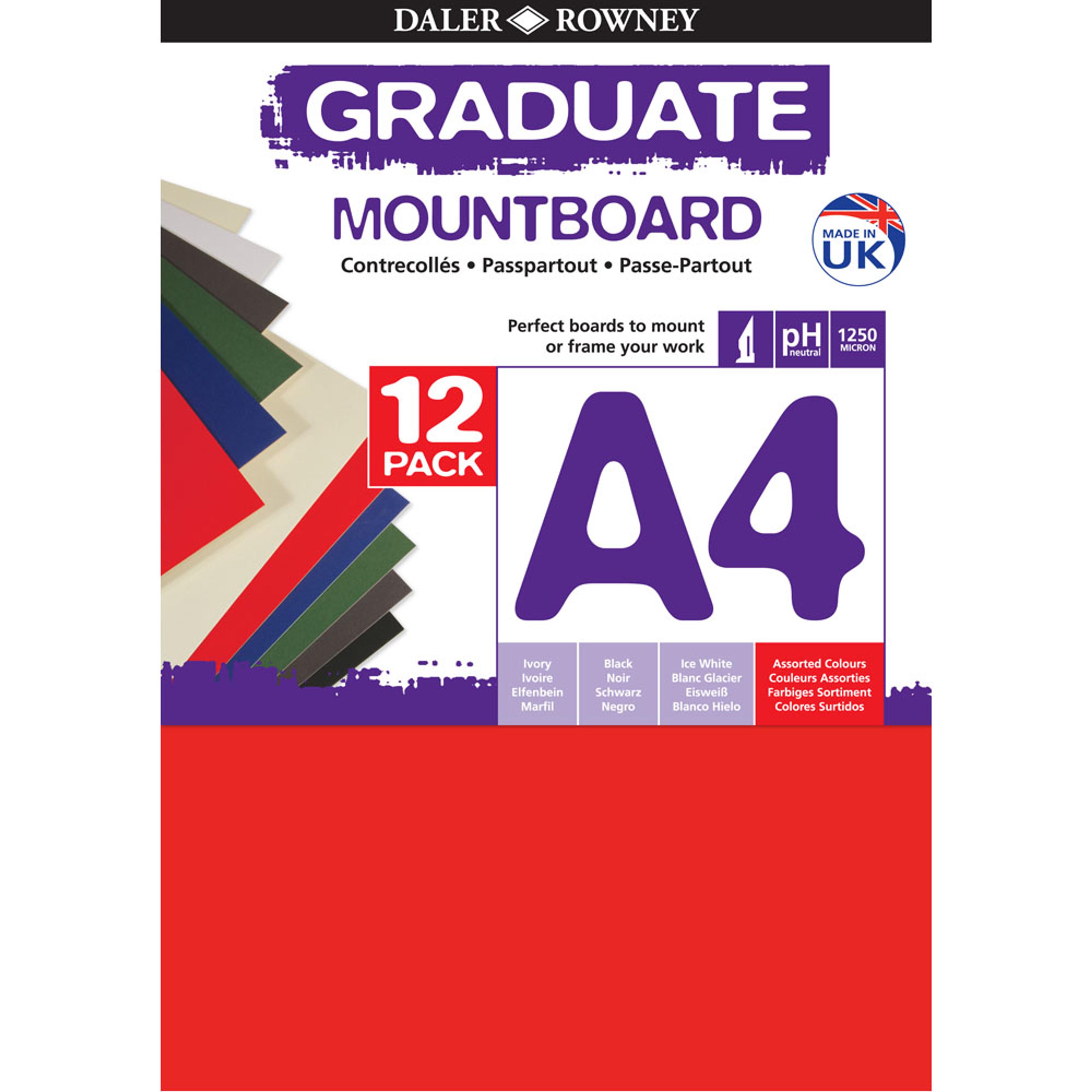Daler-Rowney Graduate Mountboard A4 - Assorted Colours. Pack of 12