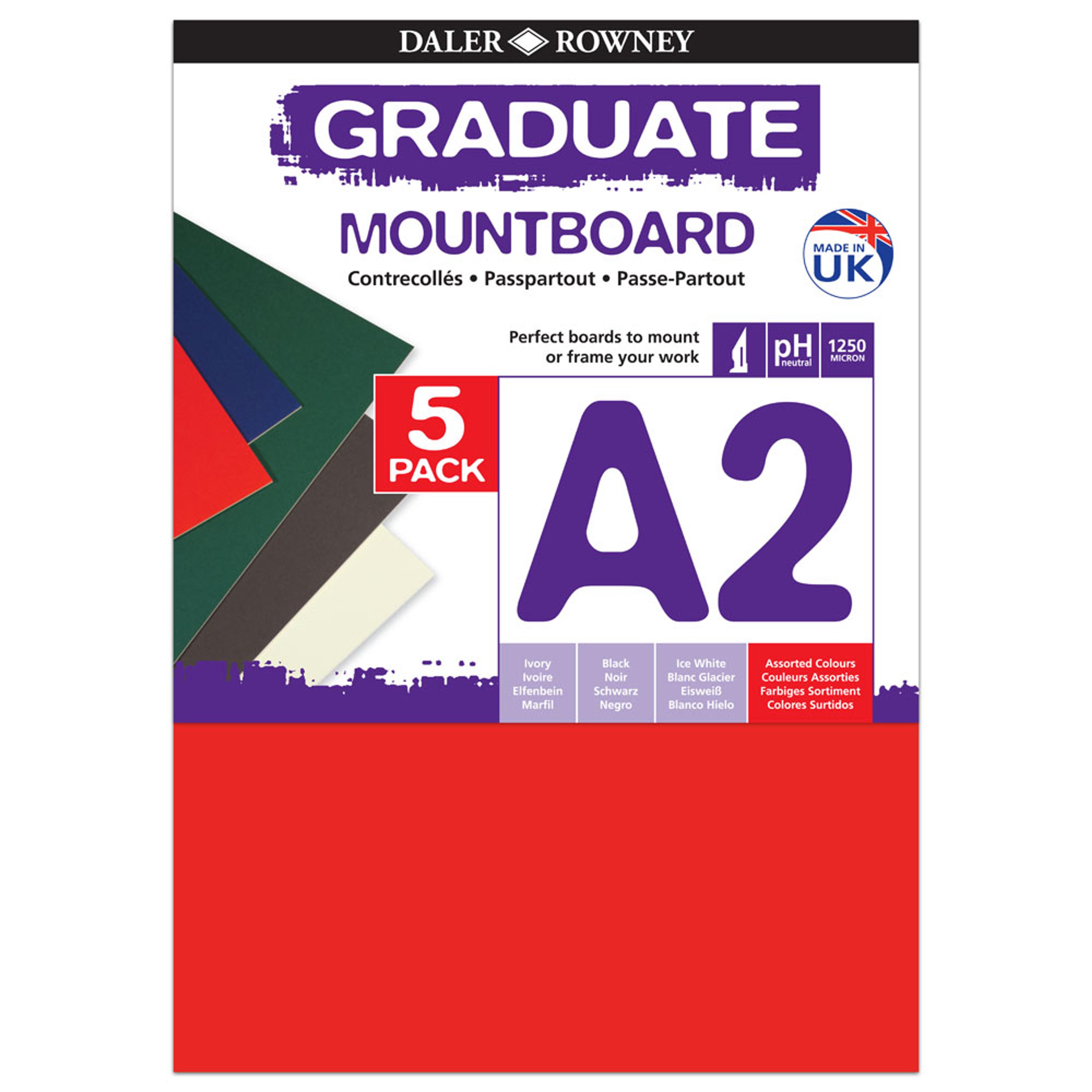 Daler-Rowney Graduate Mountboard A2 - Assorted Colours. Pack of 5