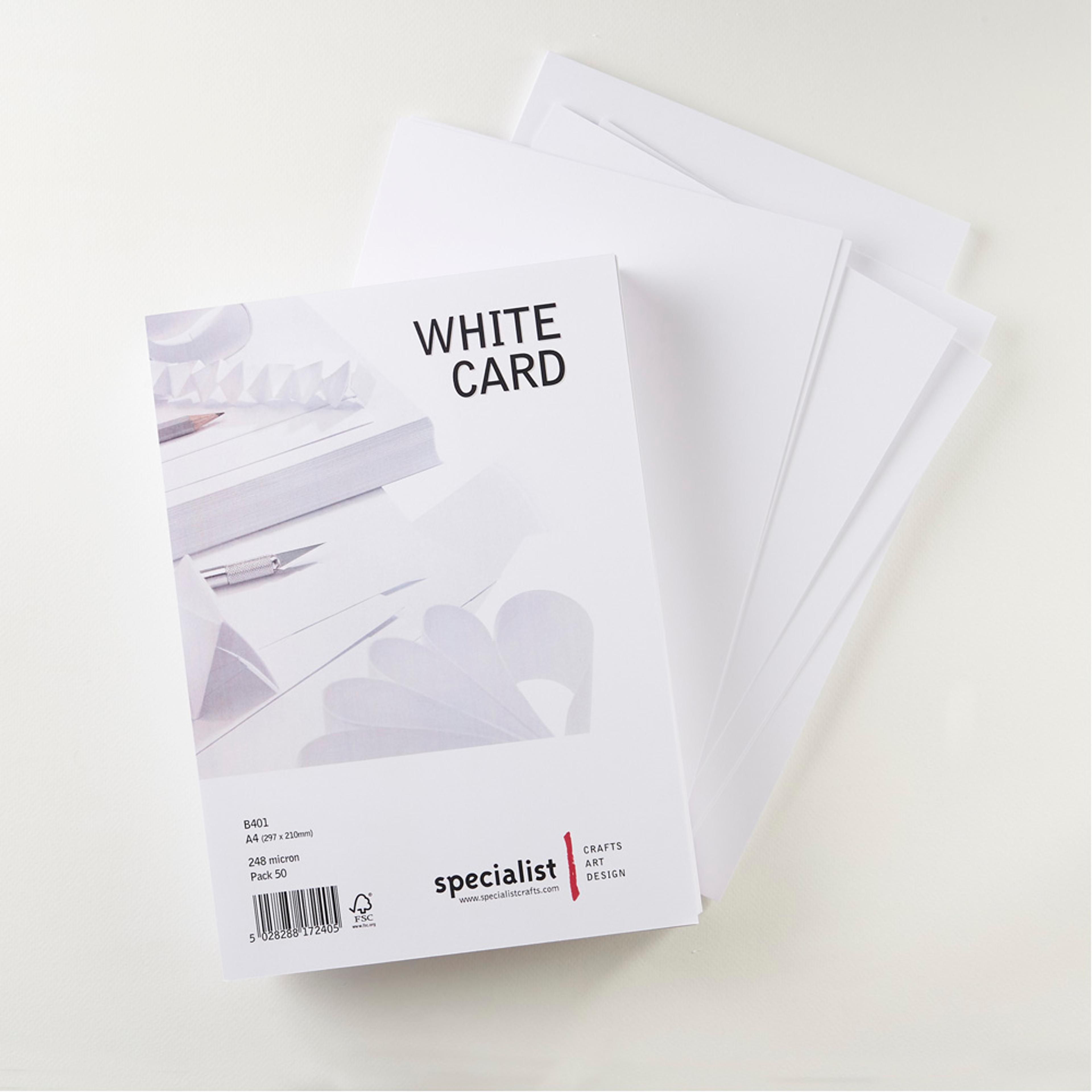 Specialist Crafts White Card 248 Microns - A4. Pack Of 50