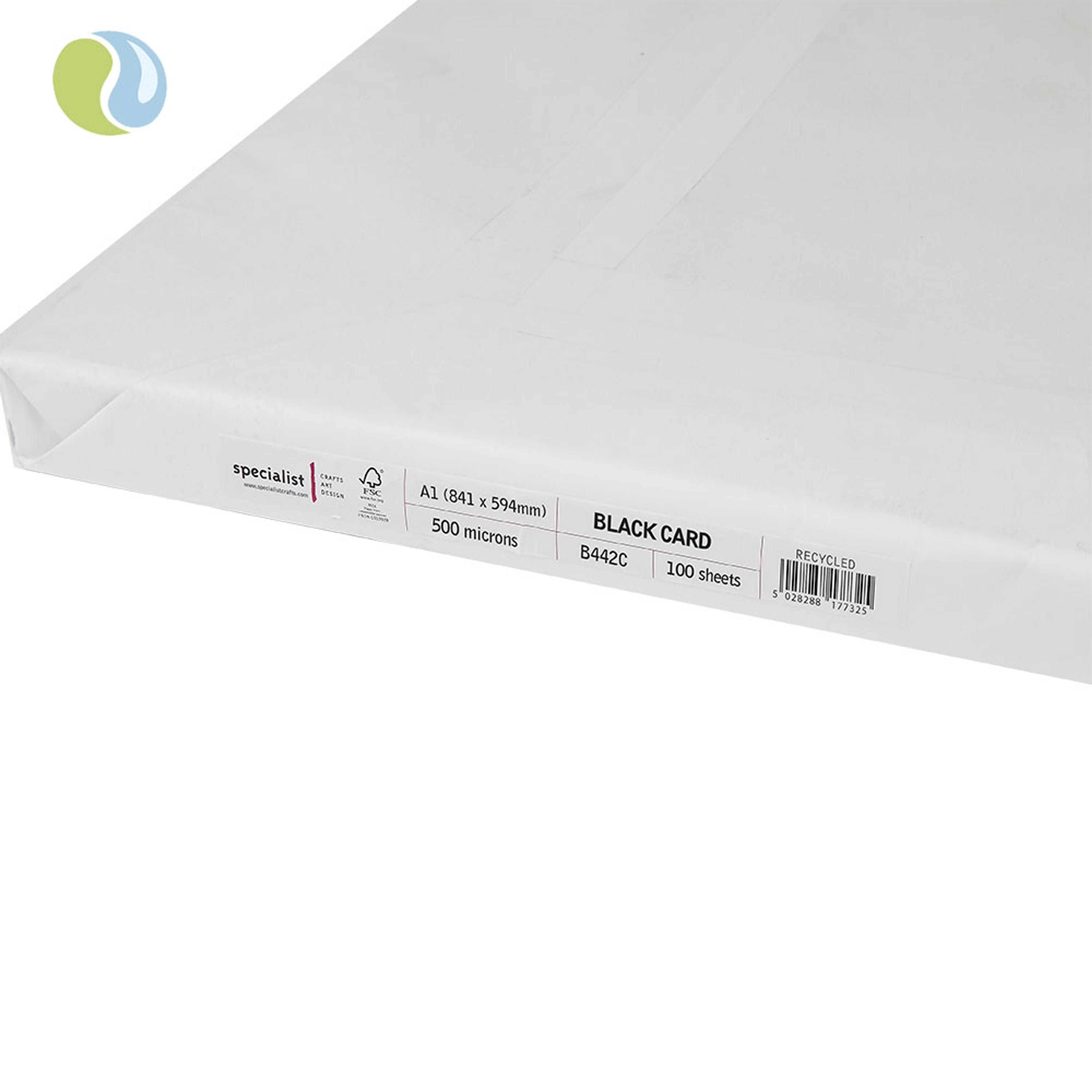 Specialist Crafts Black Card 500 Microns - A1. Pack Of 100