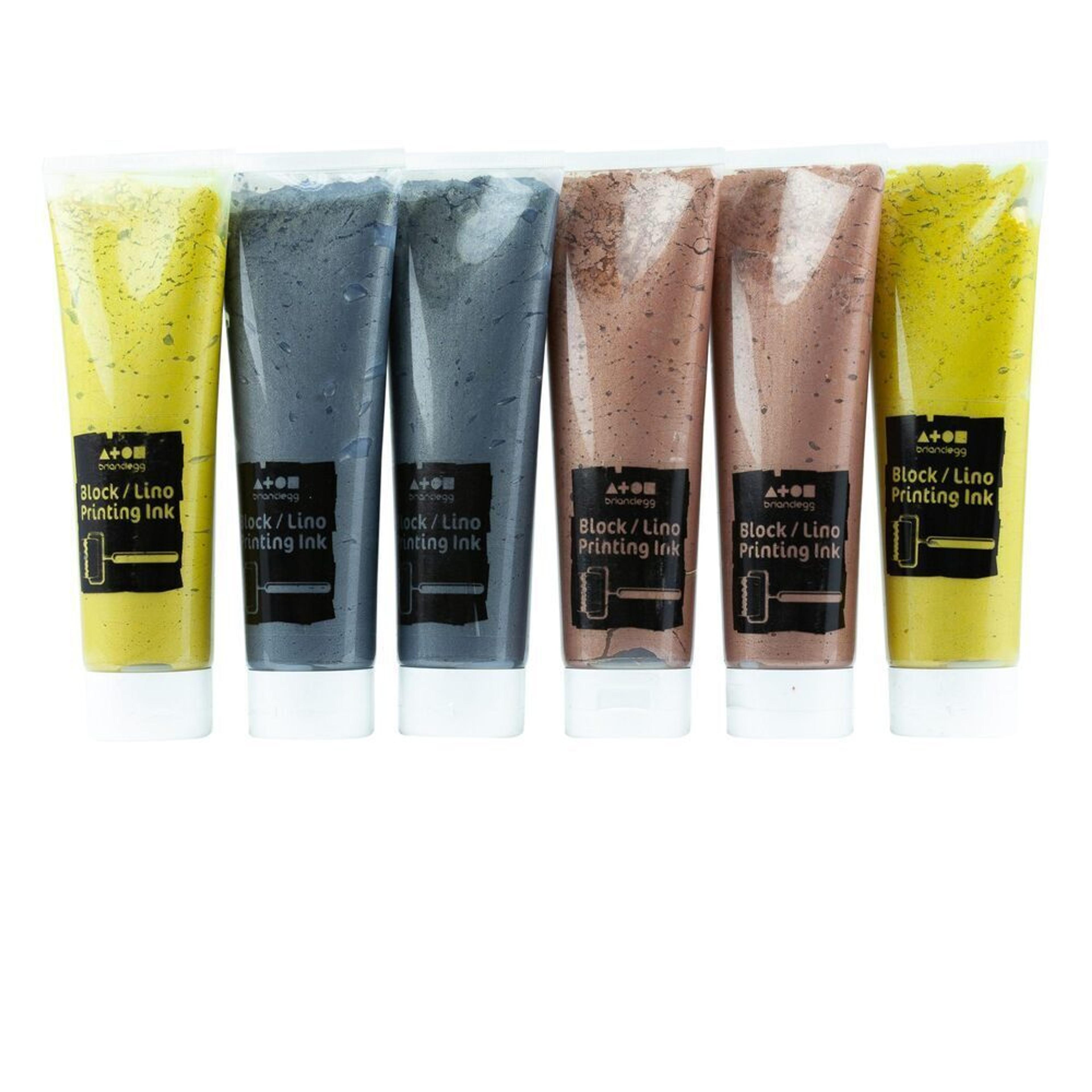Block Printing Ink Metallic Assorted Set 300ml - Pack of 6