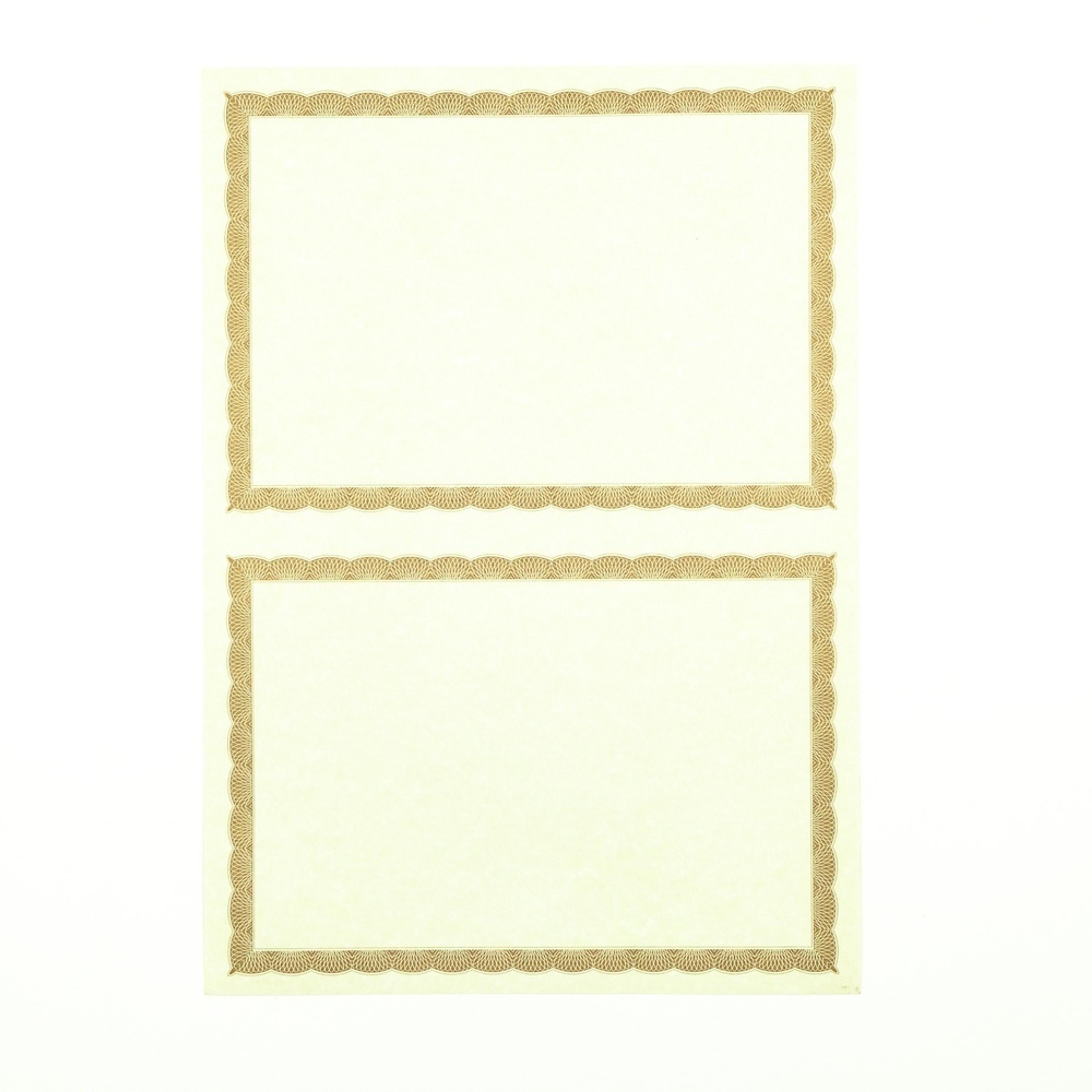 Certificate Border Sheet A5 2Up 90gsm - Gold - Pack of 100