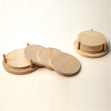 Four Wooden Coasters & Stand Pack