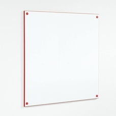 Colour Edged Frameless Whiteboard 1200 x 1200mm - Red Edge