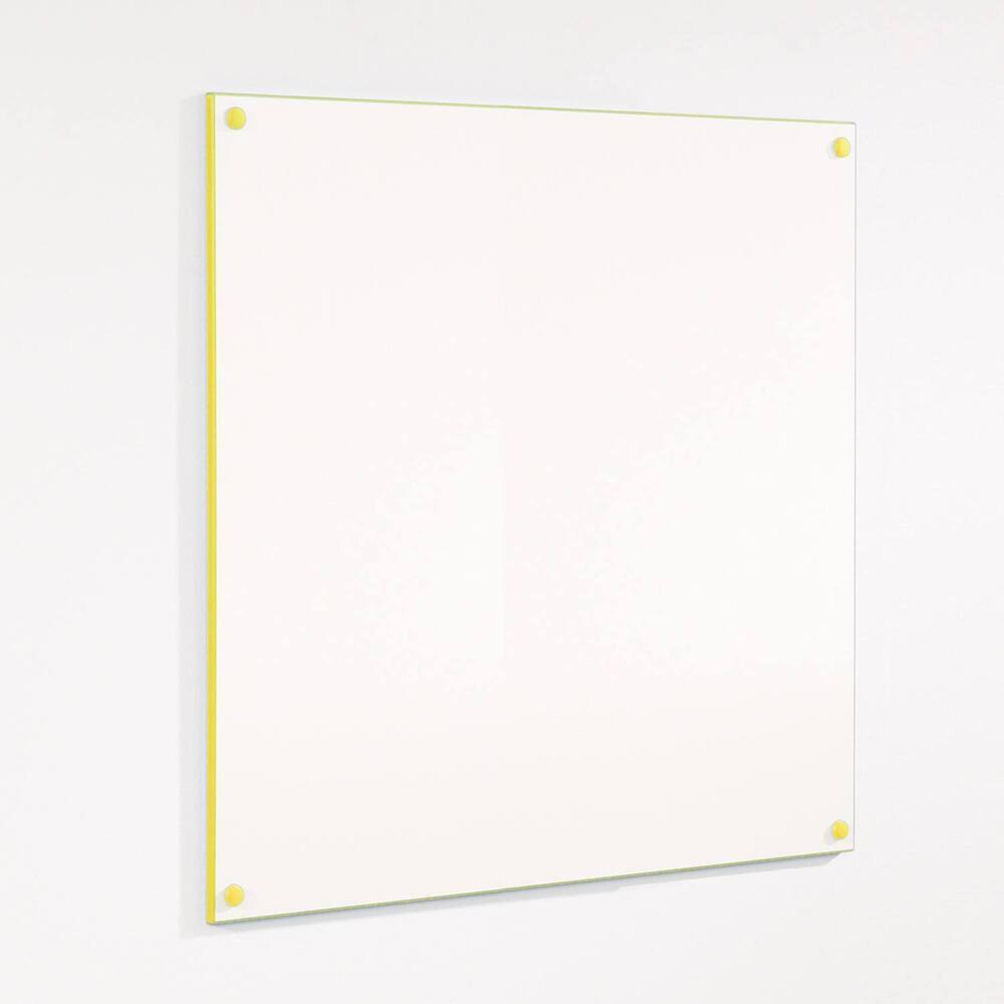 Colour Edged Frameless Whiteboard 1200 x 1200mm - Yellow Edge
