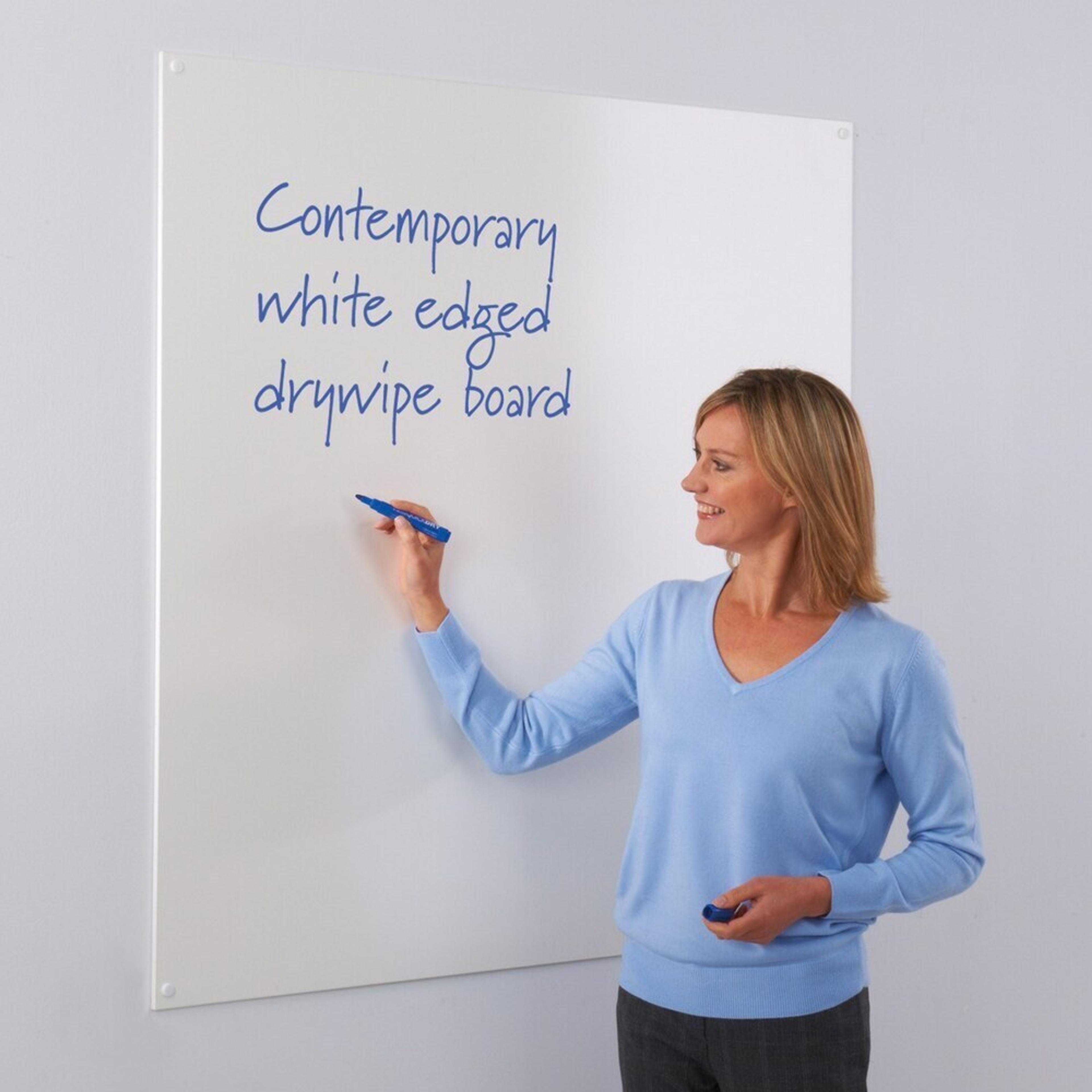 Colour Edged Frameless Whiteboard 1200 x 900mm - White Edge