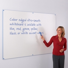 Colour Edged Frameless Whiteboard 1500 x 1200mm - Blue Edge