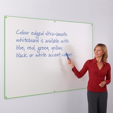 Colour Edged Frameless Whiteboard 1500 x 1200mm - Green Edge
