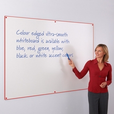 Colour Edged Frameless Whiteboard 1500 x 1200mm - Red Edge
