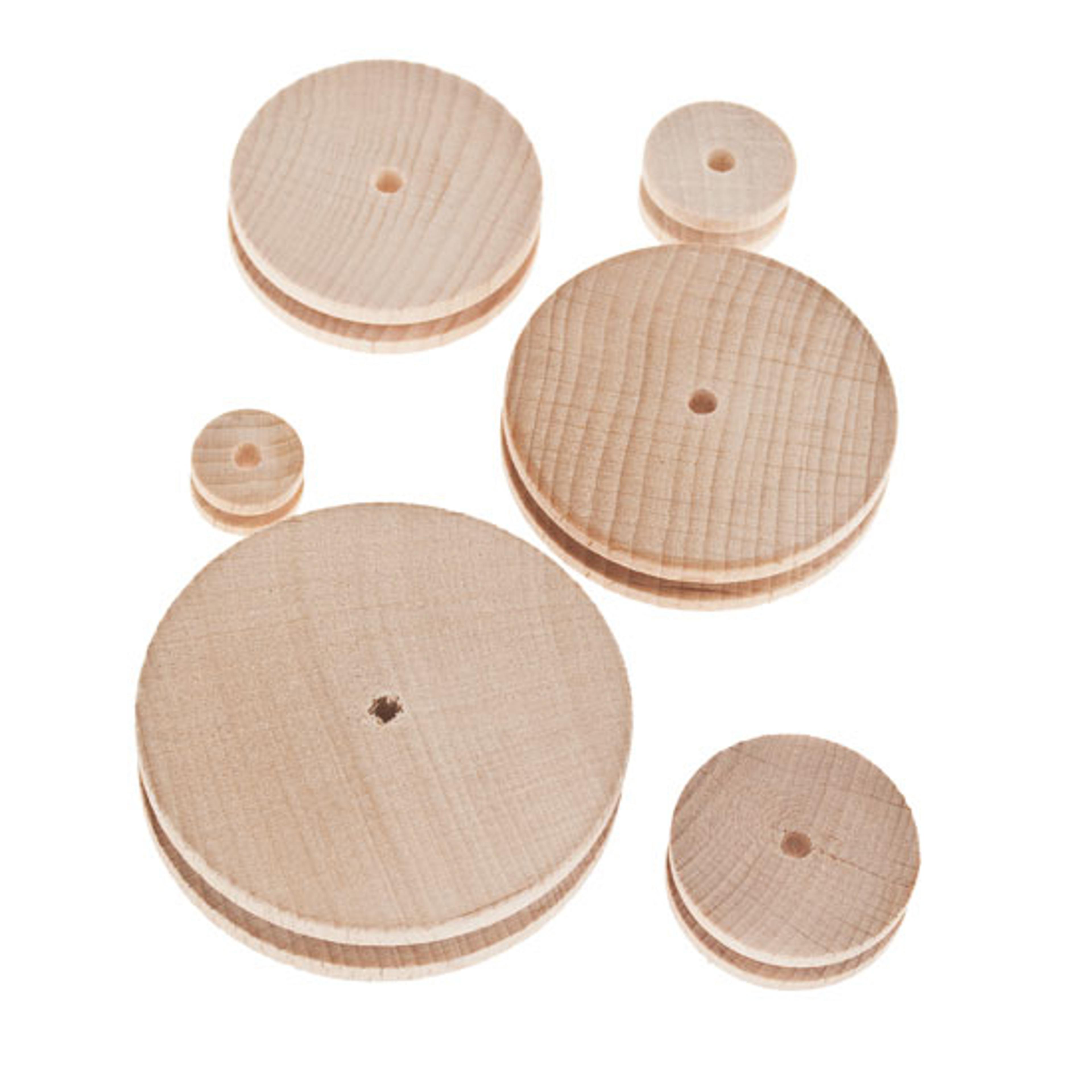 Wooden Pulleys - 15mm dia x 7.5mm width. Pack of 10