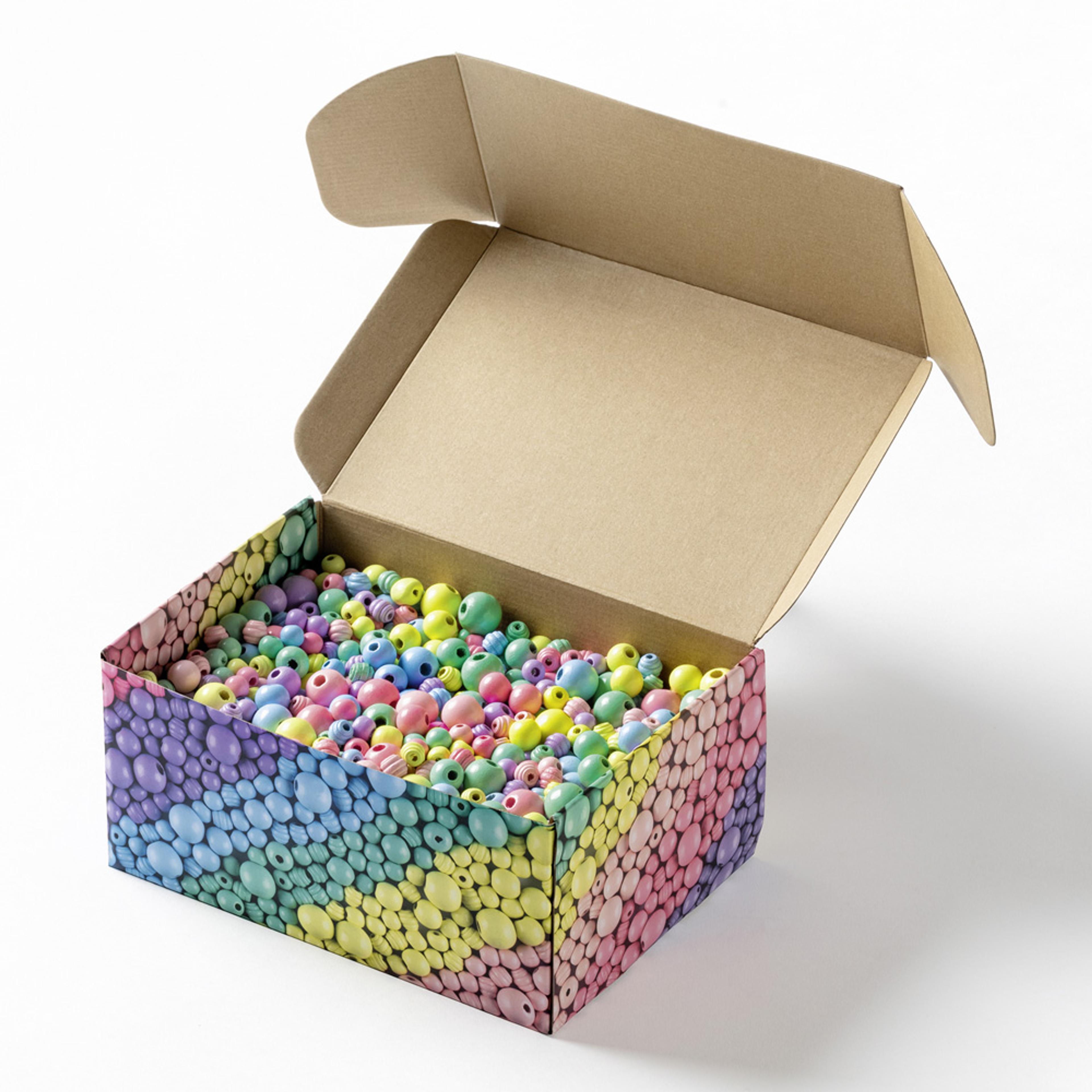 Jumbo Box of Wooden Beads - Pastels Box 2000