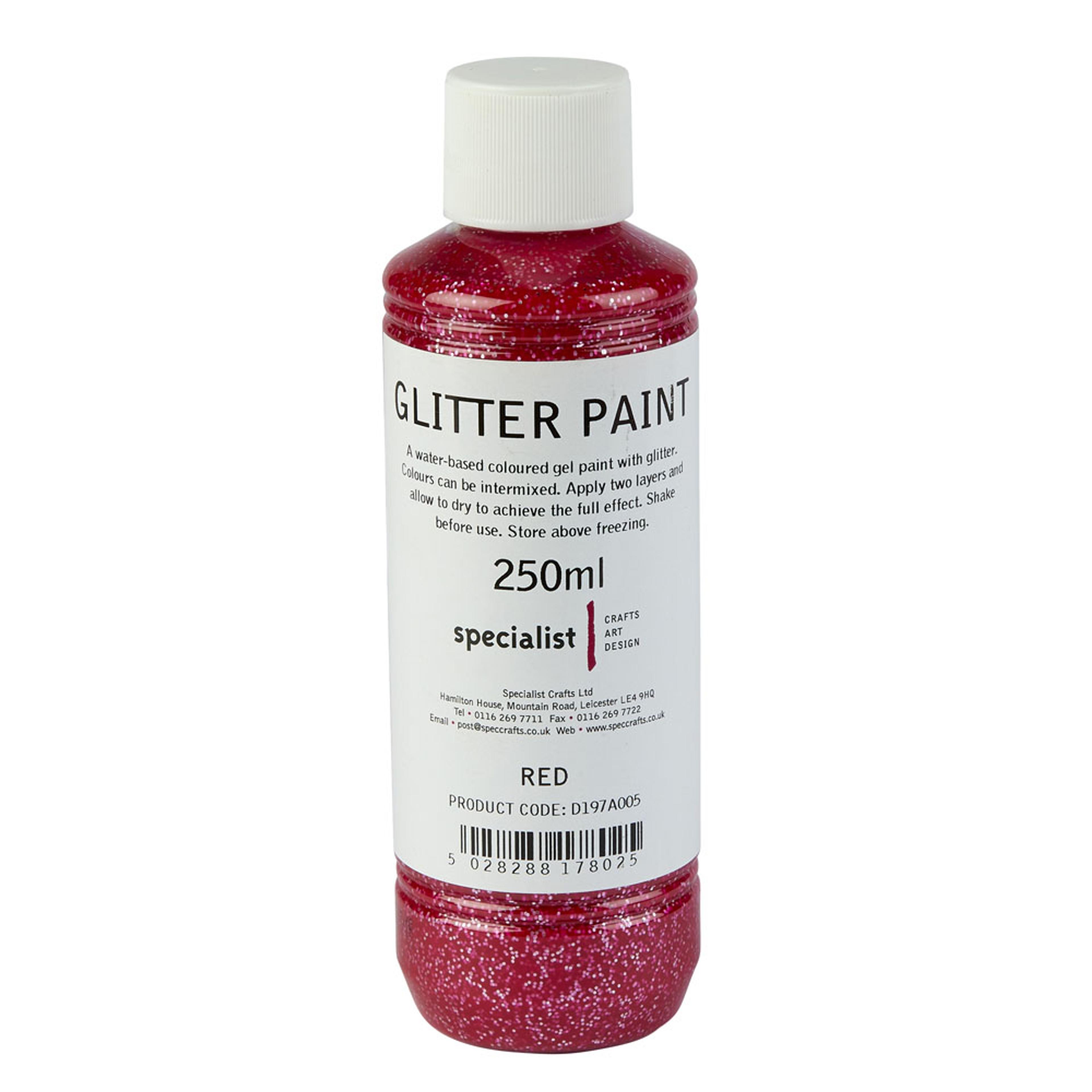 Specialist Crafts Glitter Paint 250ml - Red