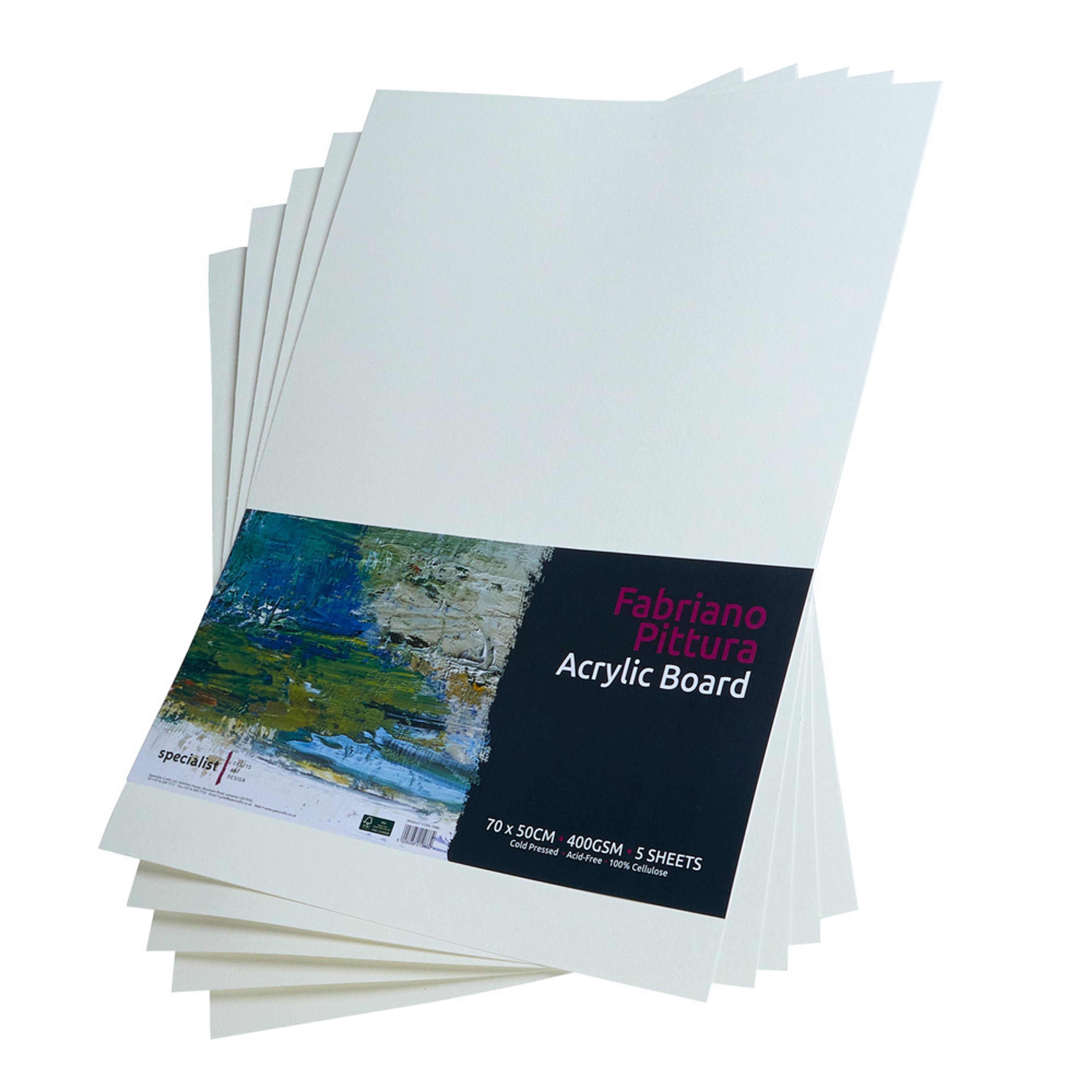 Specialist Crafts Artist Acrylic Board 400gsm - 700 x 500mm. Pack of 5