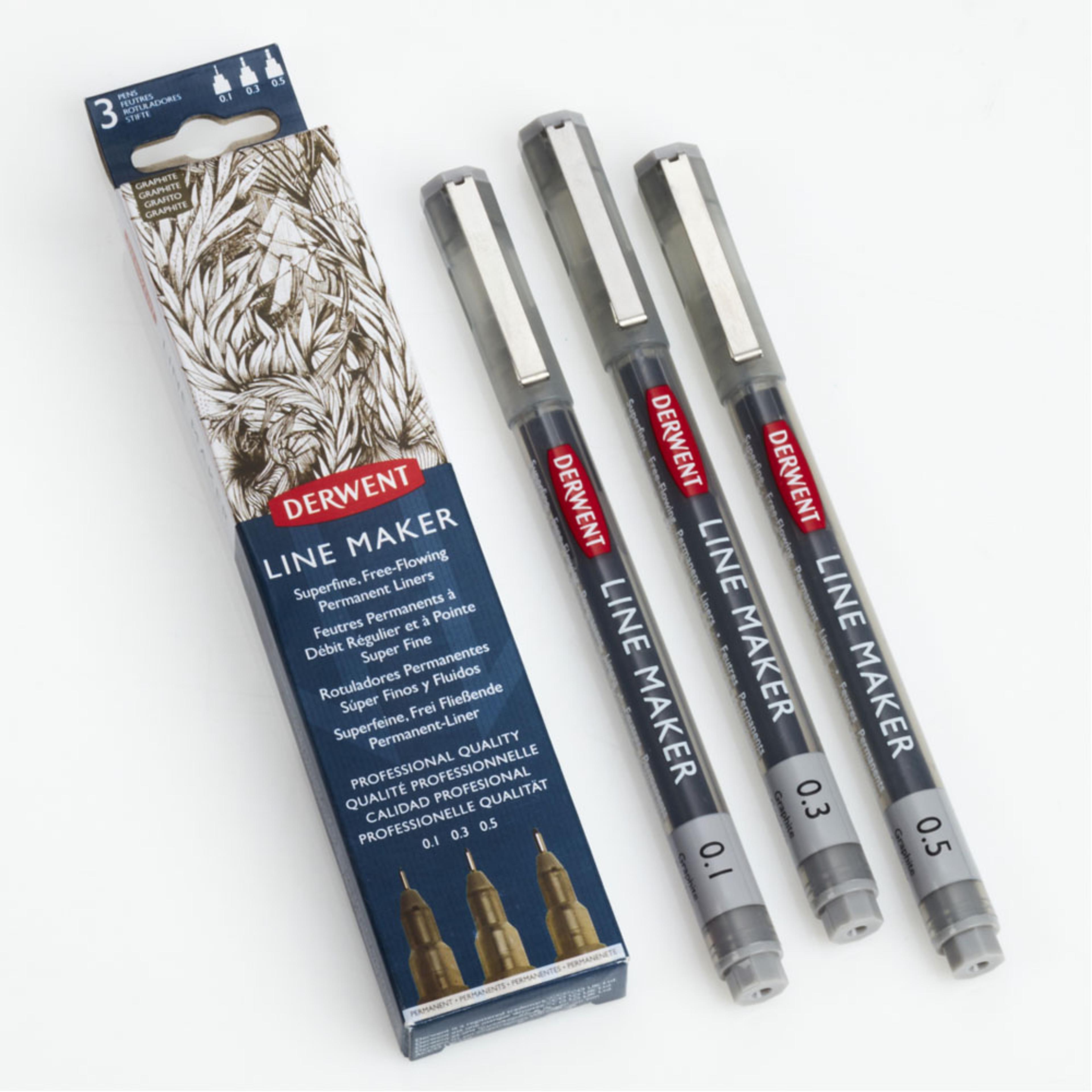 Derwent Line Maker Pens - Graphite. Set of 3