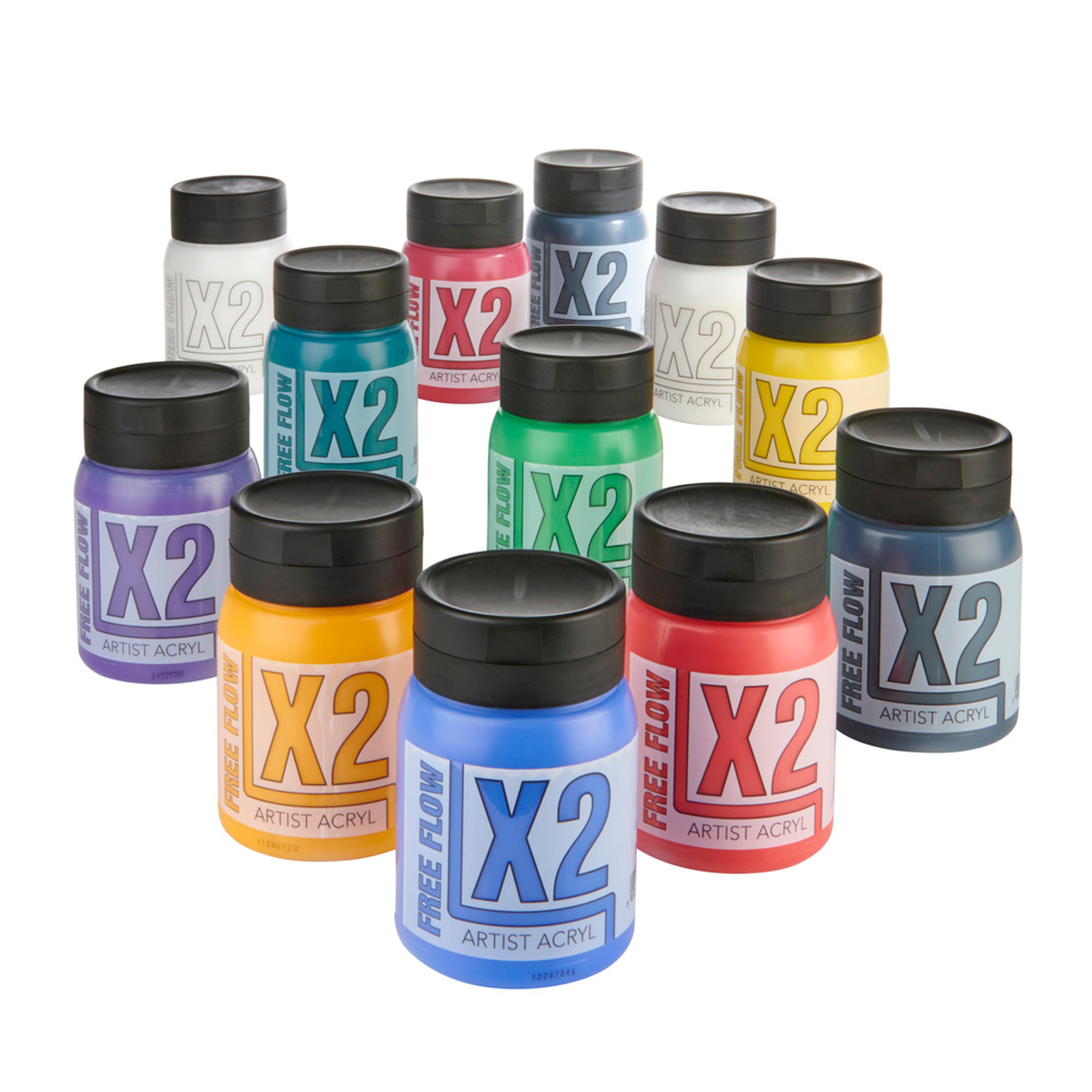 X2 Free Flow Acryl 500ml - Assorted Set