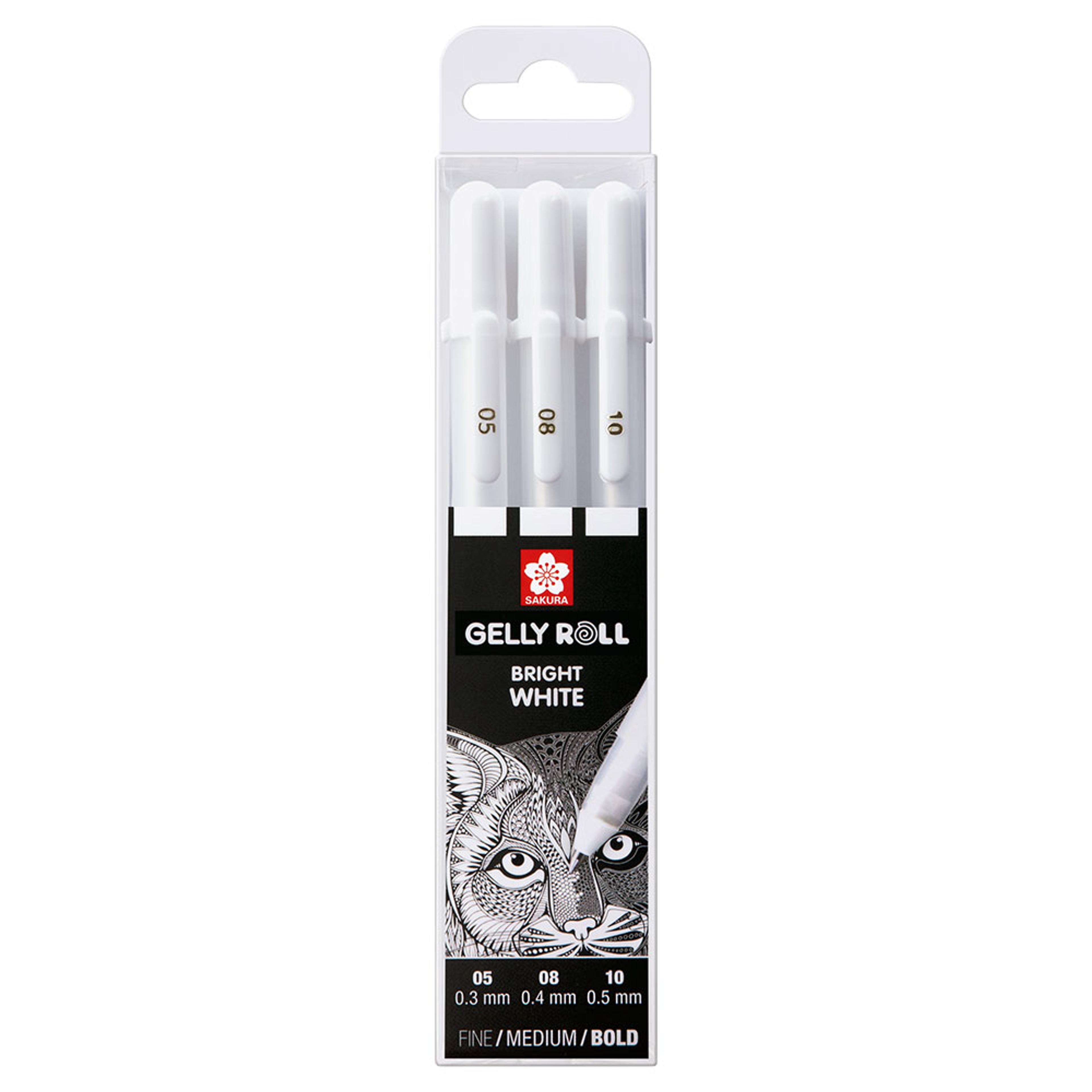 Sakura Gelly Roll Set Bright White Fine, Medium & Bold Set of 3